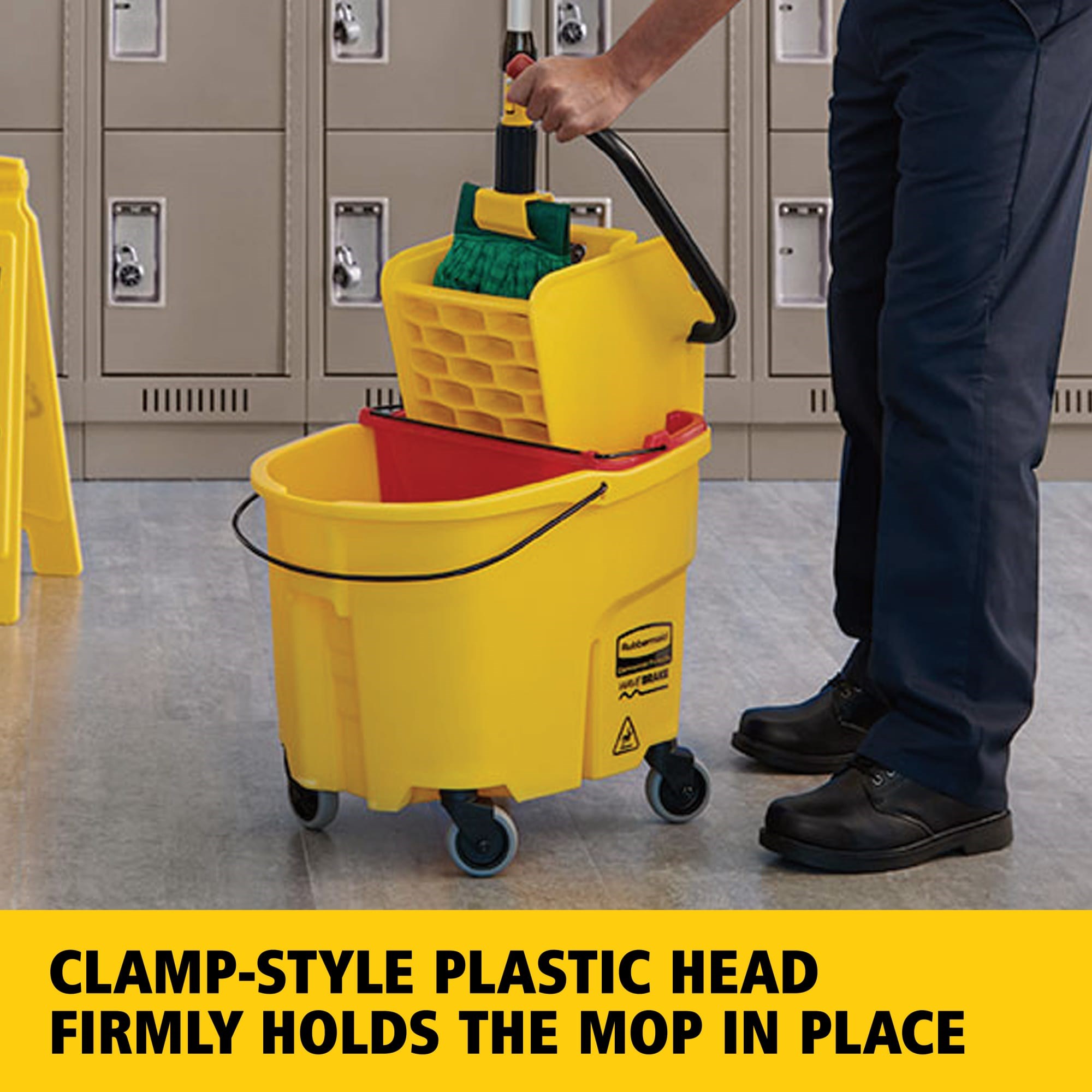 Gripper® Clamp-Style Mop Handle makes removing and replacing mop heads easy and efficient. Holds mop firmly between the jaws of the mop handle; should be used with 5" headband mops only.