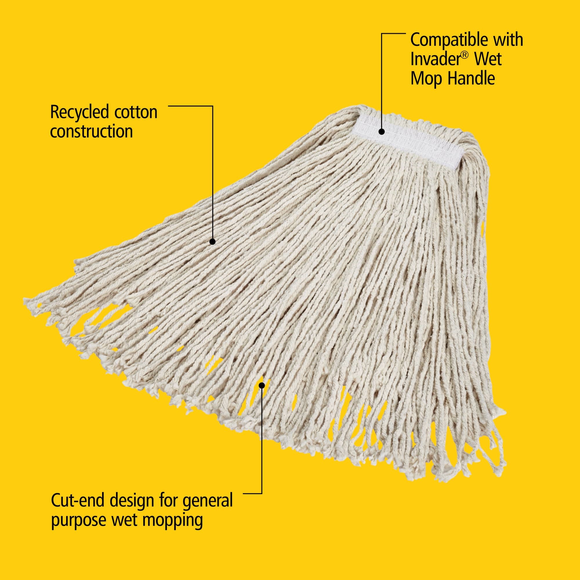 Value Pro Cut-End Cotton Mop is an economical solution for general-purpose floor cleaning or one-time use.