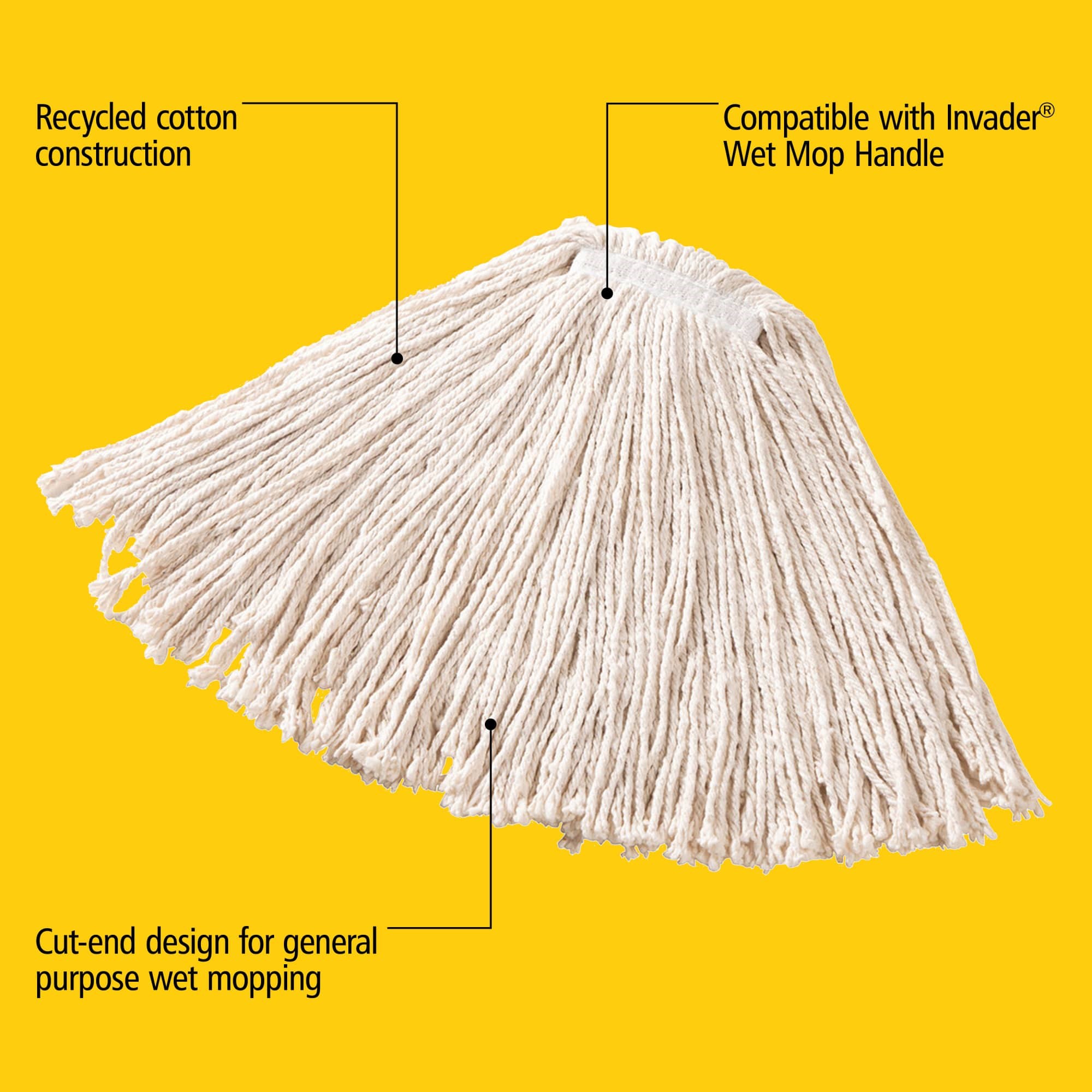 Dura Pro Cotton Mop is an economical solution for general-purpose floor cleaning or one-time use.