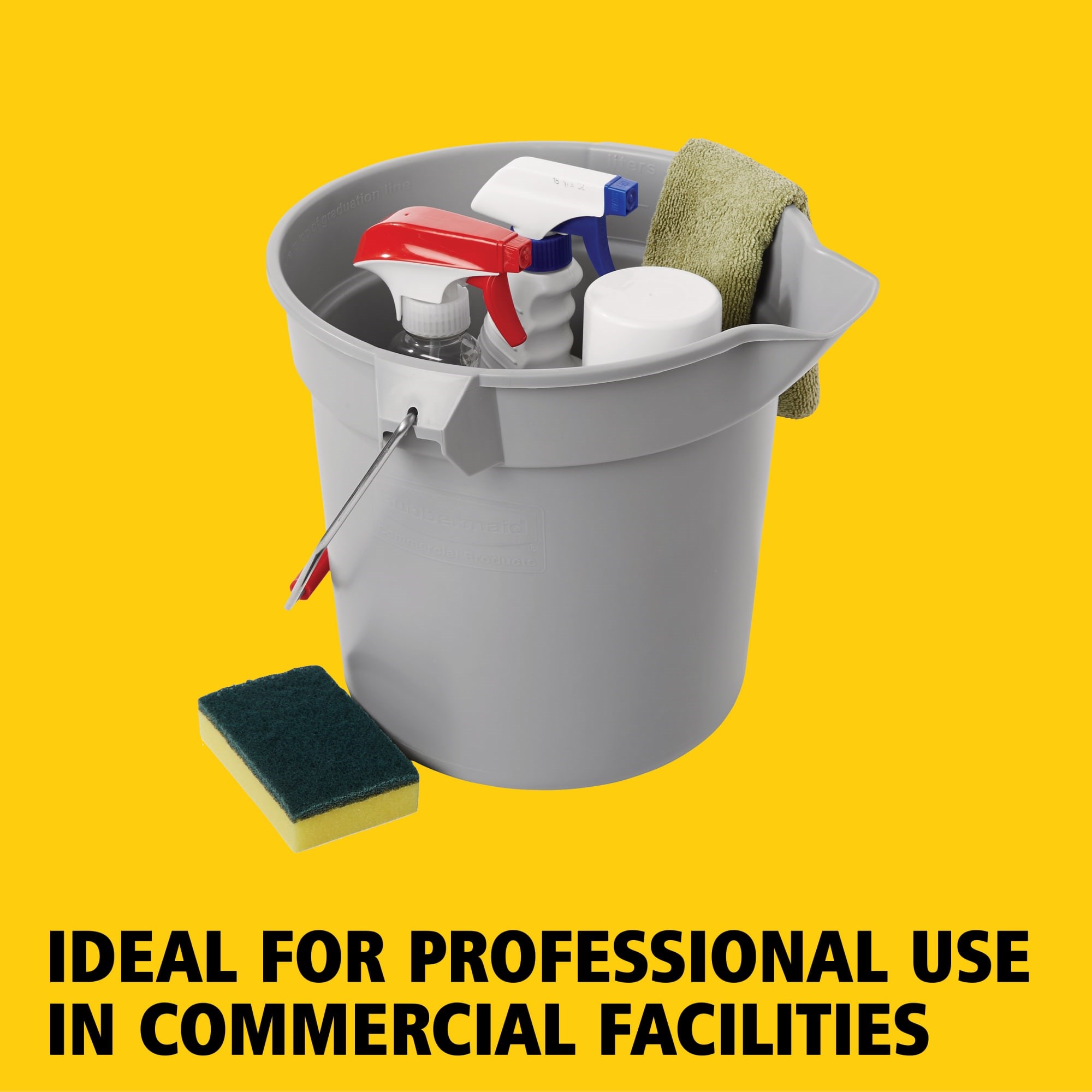 Heavy-duty thick wall construction. BRUTE® Round Buckets have molded-in graduations for accurate measuring.