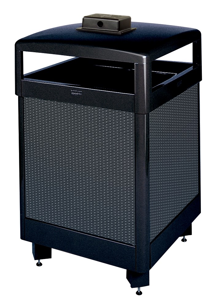The Dimension Series 48 Gallon FGR48 Decorative Outdoor Waste Container is made from heavy-gauge, fire-safe steel designed to stand up to heavy use and harsh weather conditions while providing years of reliable outdoor service