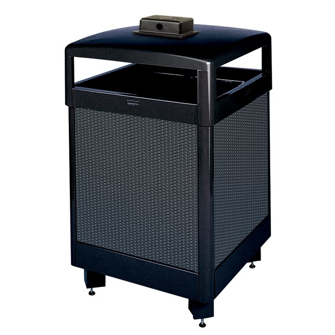 The Dimension Series 48 Gallon FGR48 Decorative Outdoor Waste Container is made from heavy-gauge, fire-safe steel designed to stand up to heavy use and harsh weather conditions while providing years of reliable outdoor service