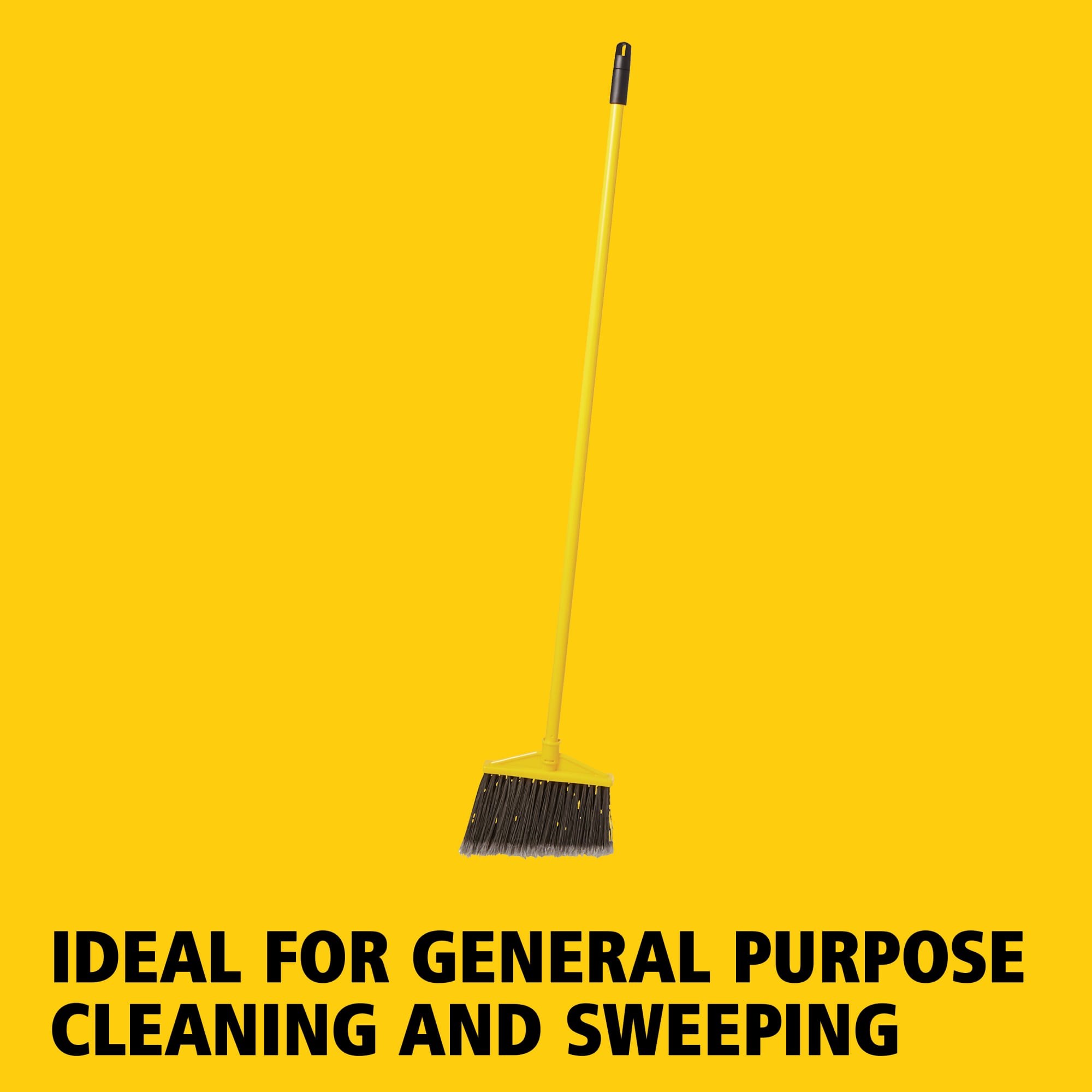 The Rubbermaid Commercial Angled Broom with Polyethylene Bristles has sturdy bristles that are cut and shaped to make sweeping easier. Polypropylene bristles are both stain-resistant and designed for durability.