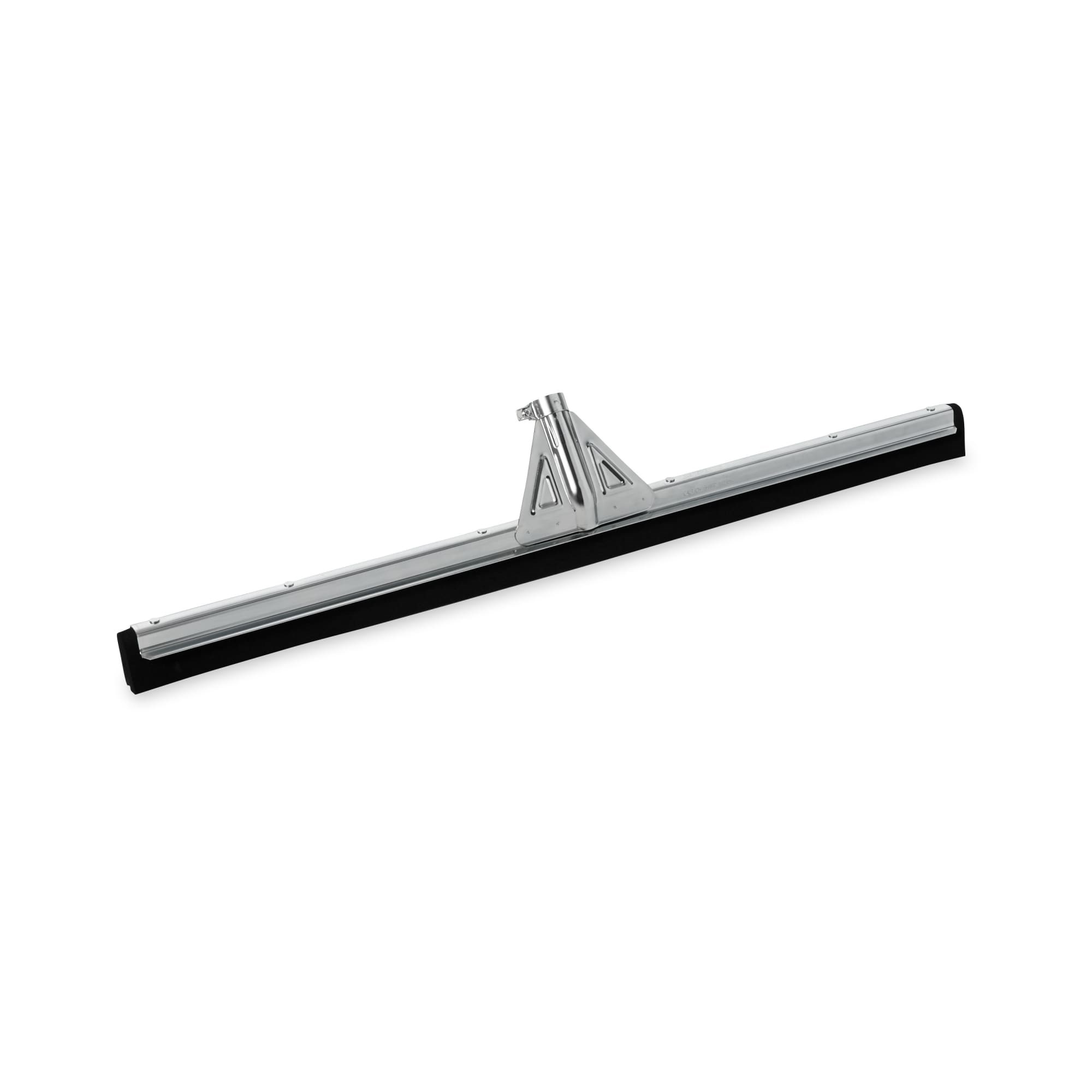 The heavy-duty floor squeegee has a natural moss rubber blade. It accepts a tapered handle. It is used to clean up wet or dry spills in commercial, medical, and industrial environments.