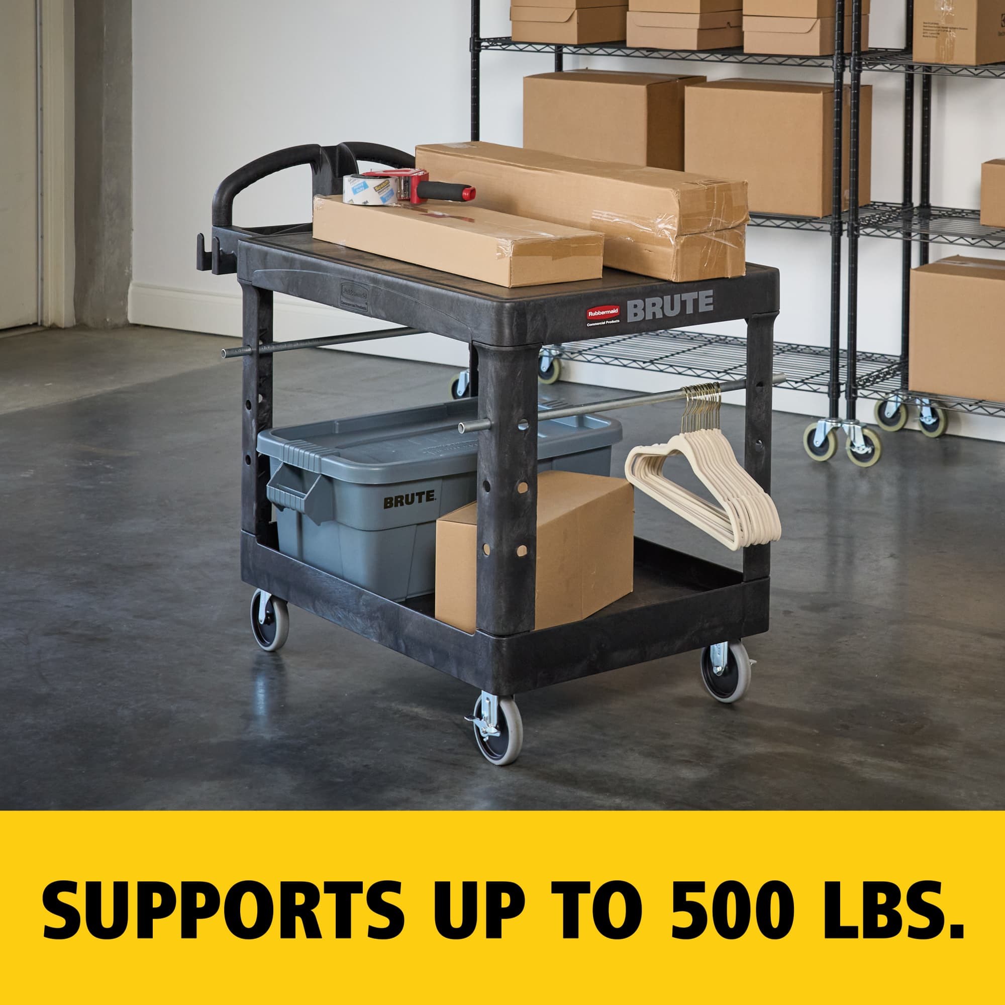 Durable versatile cart that is ideal for securely transporting materials, supplies, and heavy loads up to 500 lb.