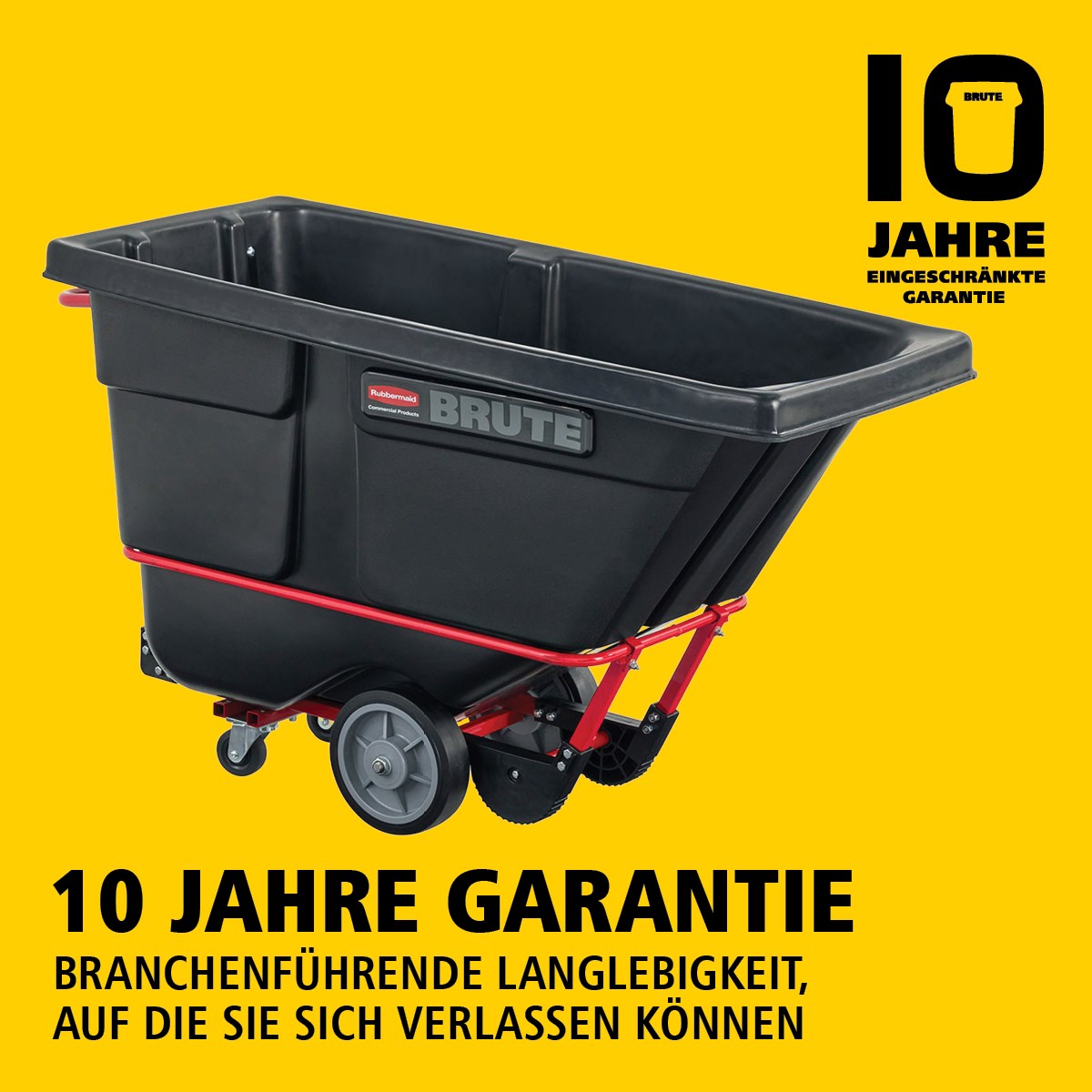 Der BRUTE Kippwagen verfügt über eine robuste Industriekonstruktion und transportiert schwere Lasten bis zu 385 kg – 952 kg (modellabhängig). Der DuraTilt™-Rahmen ermöglicht kontrolliertes Entleeren durch eine Person, während verstärkte Ecken Kratzer und Farbübertragungen auf den Boden reduzieren.