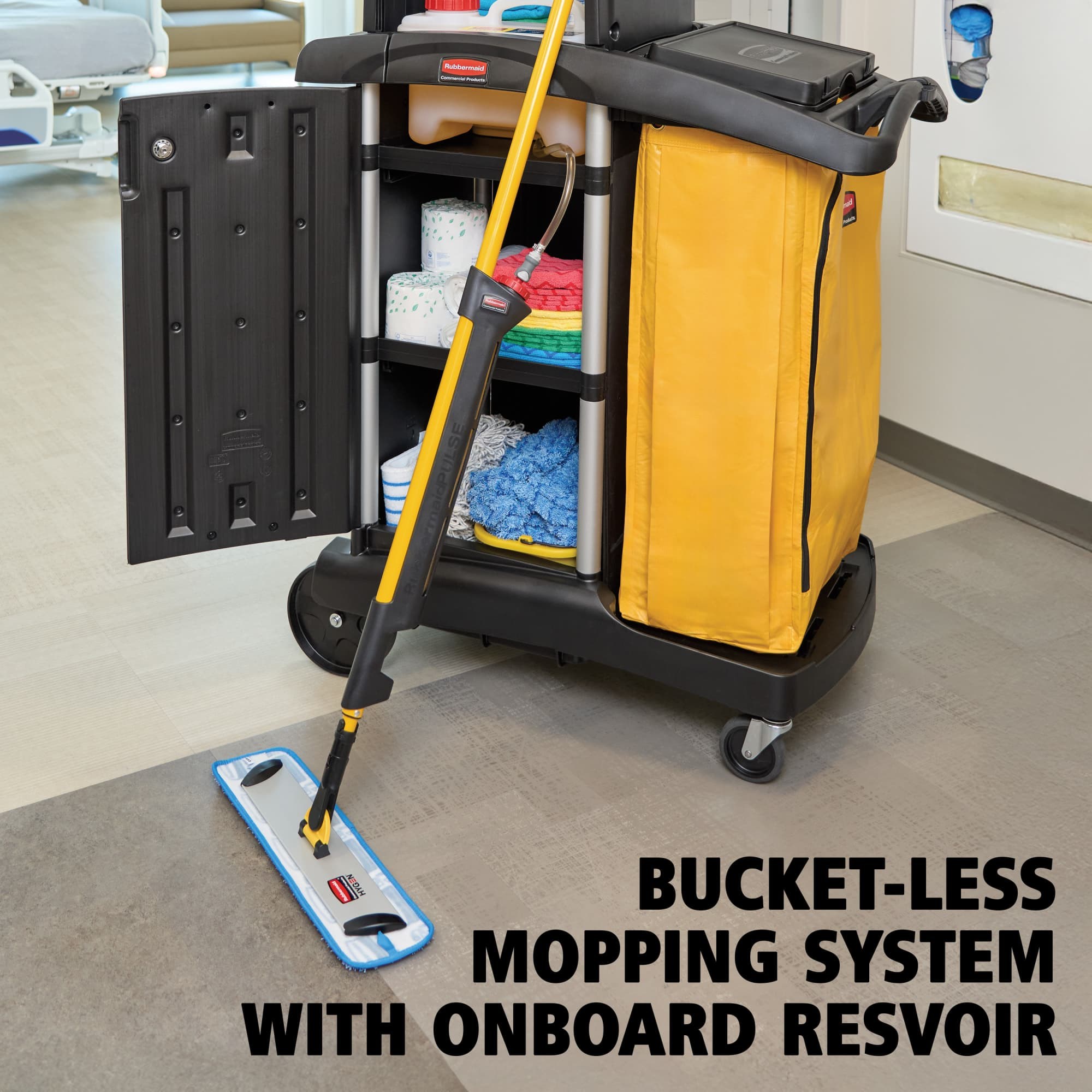 HYGEN™ PULSE Spray Mop provides Healthcare facilities with an ergonomic, bucket-less mopping system to help cover more square feet in less time than traditional systems.