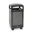 The Dimension Series decorative outdoor waste container's perforated steel panels create an upscale, dimensional look that complements contemporary outdoor enviornments.