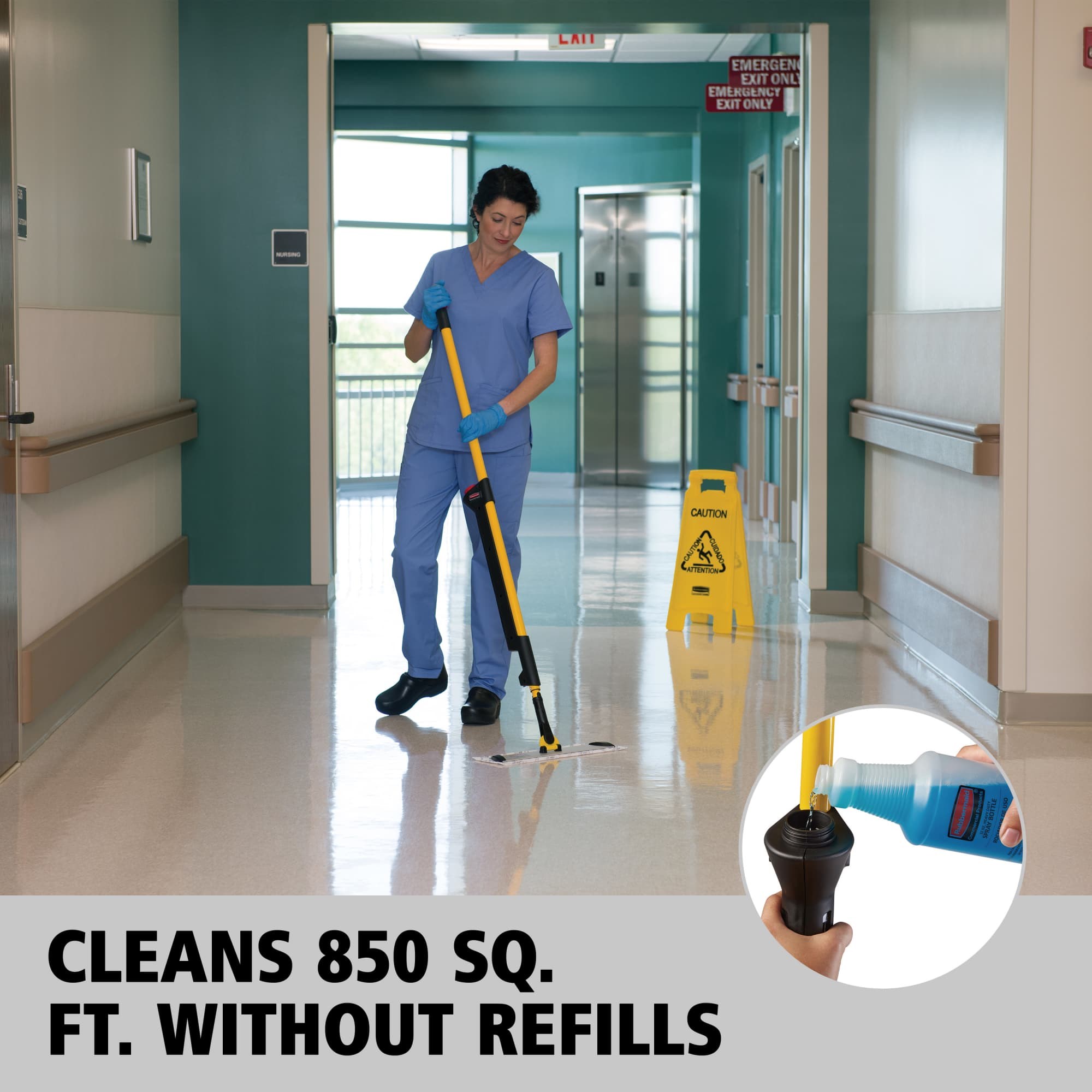 HYGEN™ PULSE Spray Mop provides Healthcare facilities with an ergonomic, bucket-less mopping system to help cover more square feet in less time than traditional systems.