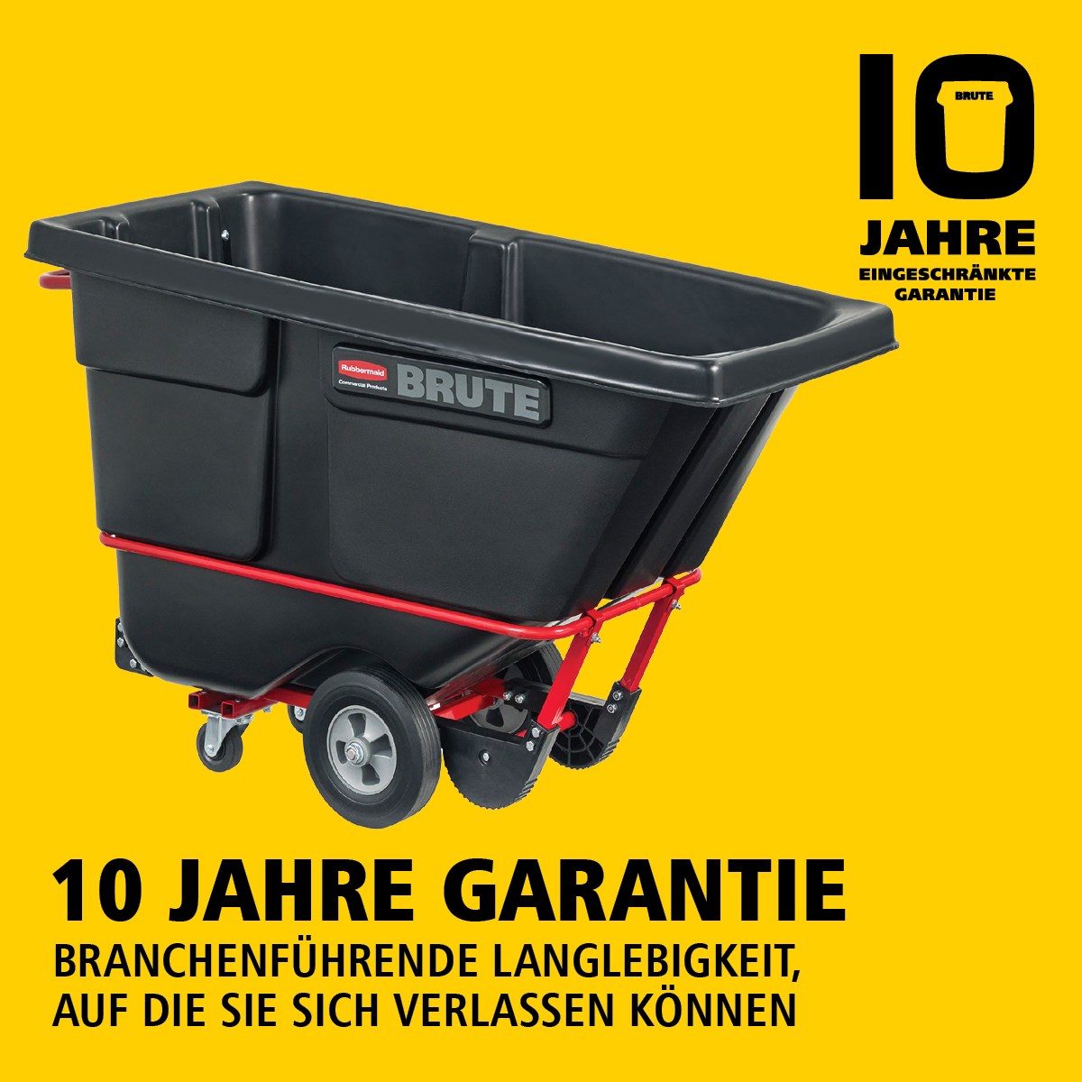 Der BRUTE Kippwagen verfügt über eine robuste Industriekonstruktion und transportiert schwere Lasten bis zu 385 kg – 952 kg (modellabhängig). Der DuraTilt™-Rahmen ermöglicht kontrolliertes Entleeren durch eine Person, während verstärkte Ecken Kratzer und Farbübertragungen auf den Boden reduzieren.