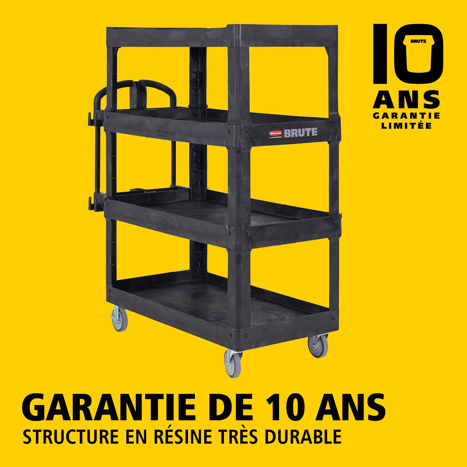 Les chariots utilitaires BRUTE Heavy-Duty avec étagères à rebords transportent en toute sécurité matériaux, fournitures et charges lourdes jusqu’à 226 kg – 340 kg (selon le modèle), avec options de 2, 3 ou 4 étagères pour une capacité accrue. Les étagères à rebords empêchent les objets de tomber et les chariots sont équipés d’une poignée ergonomique premium pour une excellente maniabilité ainsi que d’une encoche en V intégrée pour maintenir les tuyaux en toute sécurité lors de la découpe.
