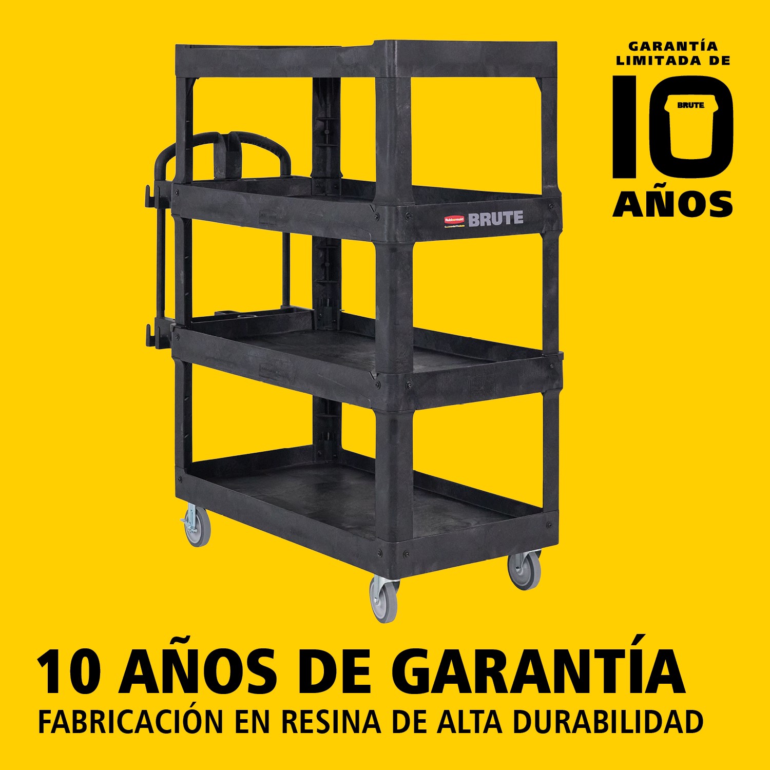 El carro utilitario BRUTE Heavy-Duty con estantes con borde transporta materiales y cargas pesadas de forma segura hasta 226 kg – 340 kg (según el modelo), con opciones de 2, 3 o 4 estantes. Los bordes evitan la caída de objetos y el mango ergonómico facilita la maniobrabilidad. La ranura en V integrada permite sujetar tuberías de forma segura durante el corte.