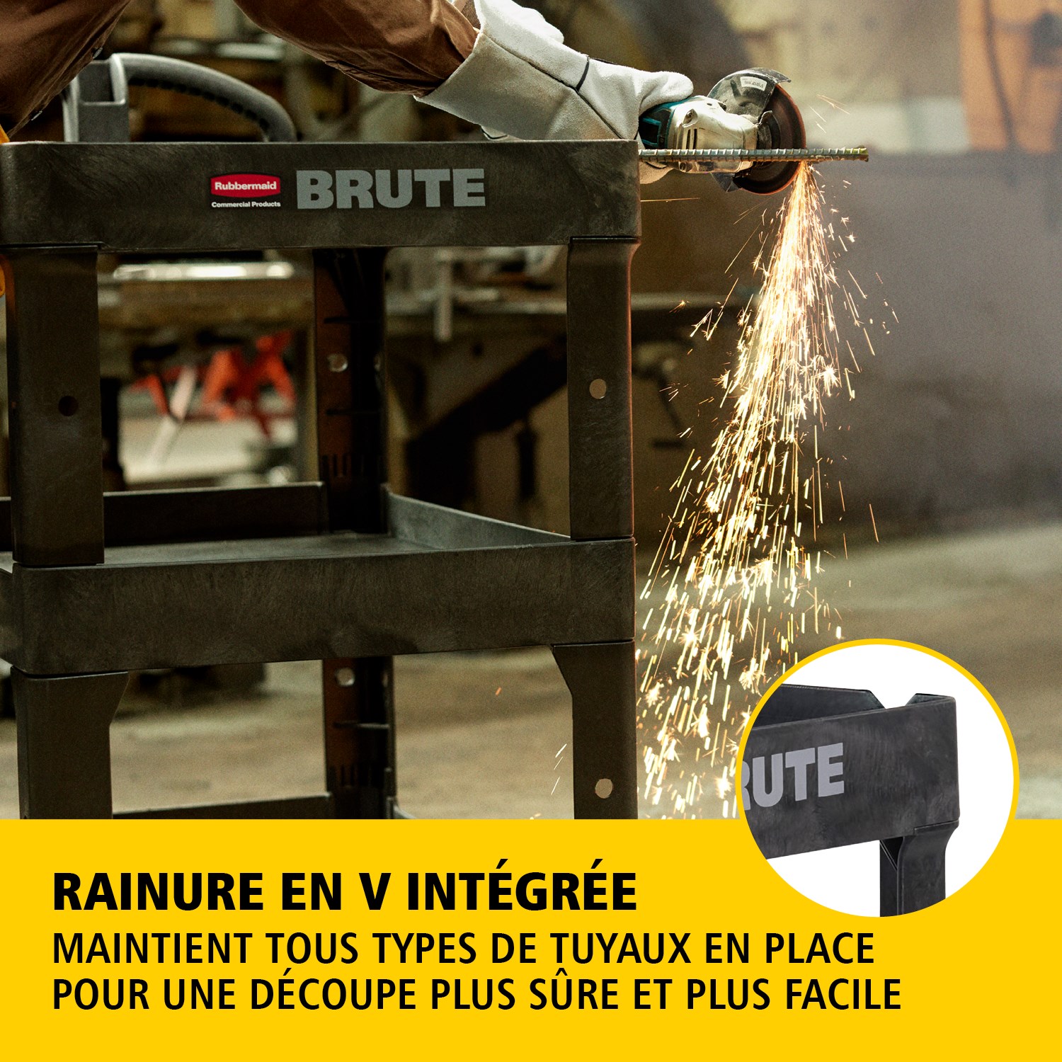 Les chariots utilitaires BRUTE Heavy-Duty avec étagères à rebords transportent en toute sécurité matériaux, fournitures et charges lourdes jusqu’à 226 kg – 340 kg (selon le modèle), avec options de 2, 3 ou 4 étagères pour une capacité accrue. Les étagères à rebords empêchent les objets de tomber et les chariots sont équipés d’une poignée ergonomique premium pour une excellente maniabilité ainsi que d’une encoche en V intégrée pour maintenir les tuyaux en toute sécurité lors de la découpe.