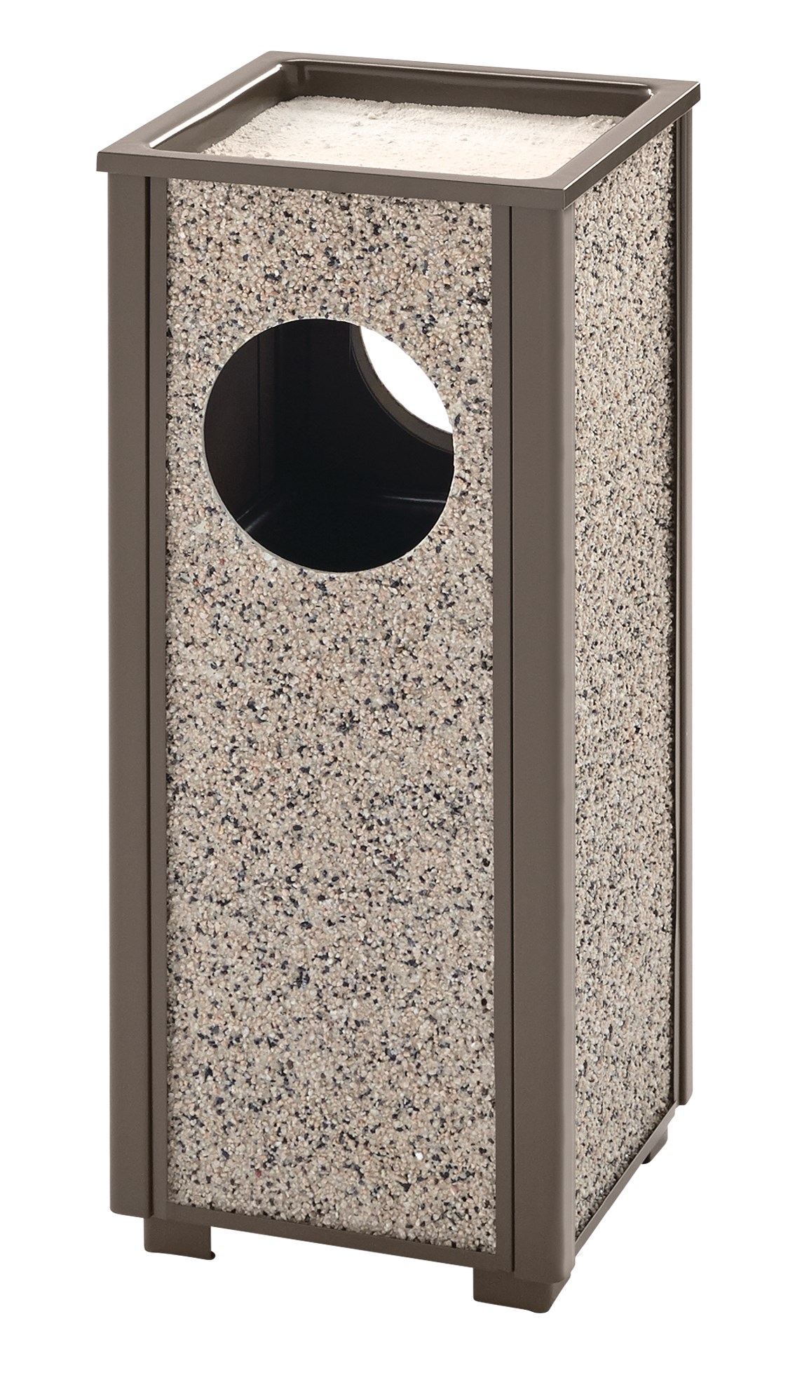 The Aspen Series 2.5 Gallon FGR41 Decorative Outdoor Waste Container is made from heavy-gauge, fire-safe steel designed to stand up to heavy use and harsh weather conditions while providing years of outdoor service.