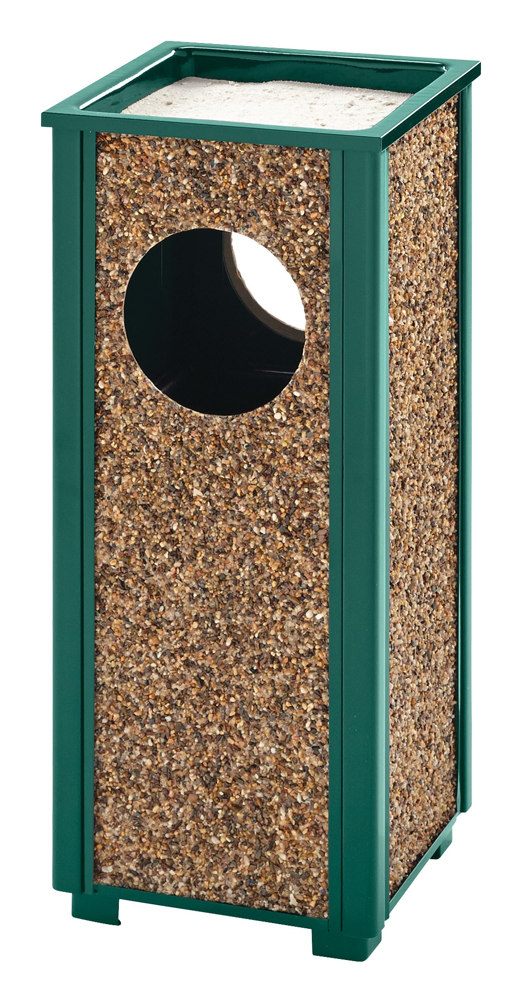 The Aspen Series 2.5 Gallon FGR41 Decorative Outdoor Waste Container is made from heavy-gauge, fire-safe steel designed to stand up to heavy use and harsh weather conditions while providing years of outdoor service.