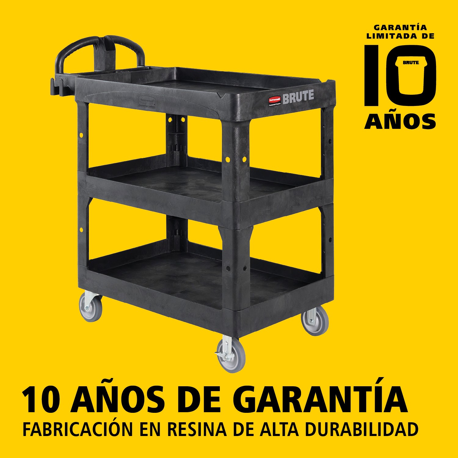El carro utilitario BRUTE Heavy-Duty con estantes con borde transporta materiales y cargas pesadas de forma segura hasta 226 kg – 340 kg (según el modelo), con opciones de 2, 3 o 4 estantes. Los bordes evitan la caída de objetos y el mango ergonómico facilita la maniobrabilidad. La ranura en V integrada permite sujetar tuberías de forma segura durante el corte.