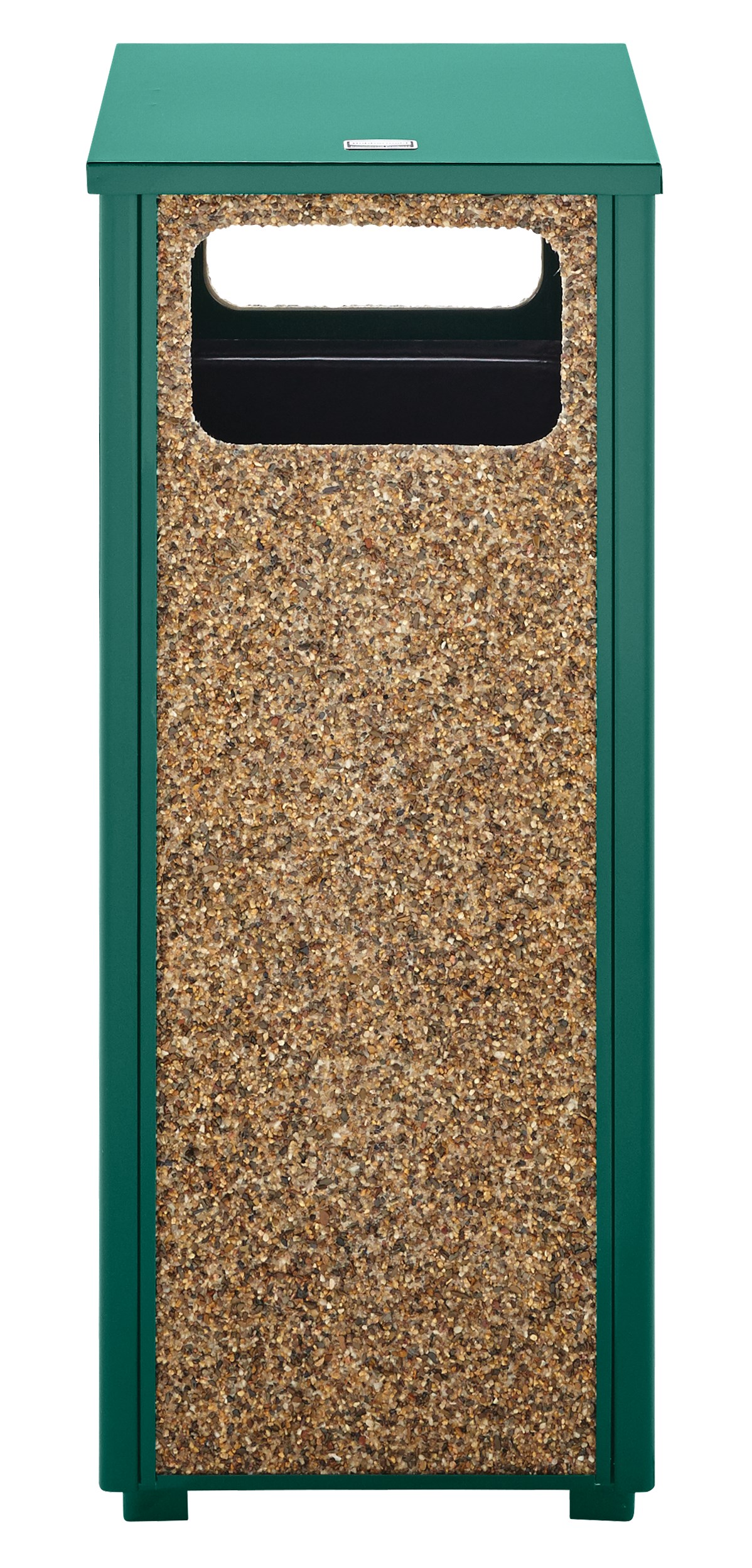 The Aspen Series 12 Gallon FGR12 Decorative Outdoor Waste Container is made from heavy-gauge, fire-safe steel designed to stand up to heavy use and harsh weather conditions while providing years of outdoor service