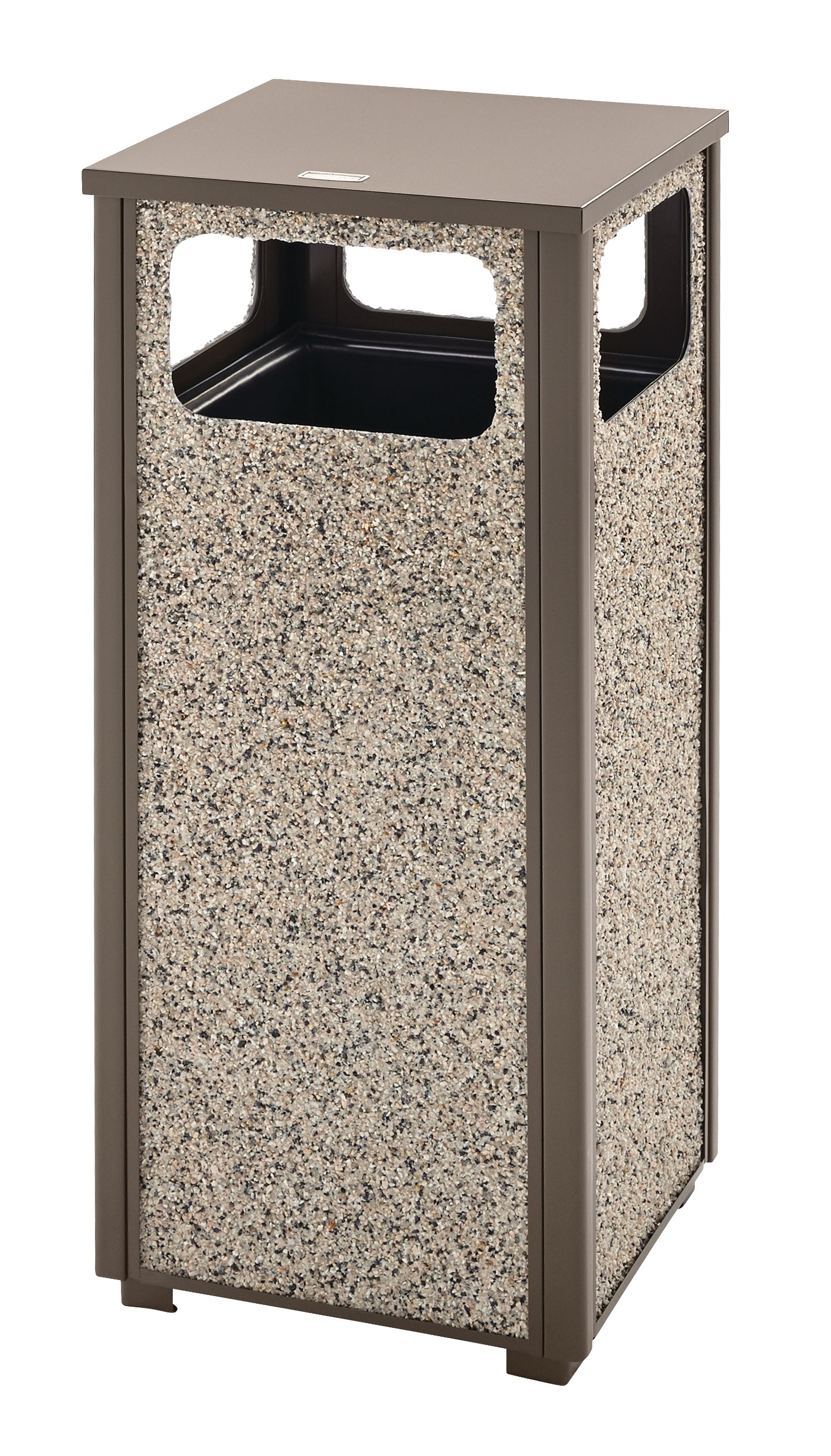 The Aspen Series 12 Gallon FGR12 Decorative Outdoor Waste Container is made from heavy-gauge, fire-safe steel designed to stand up to heavy use and harsh weather conditions while providing years of outdoor service