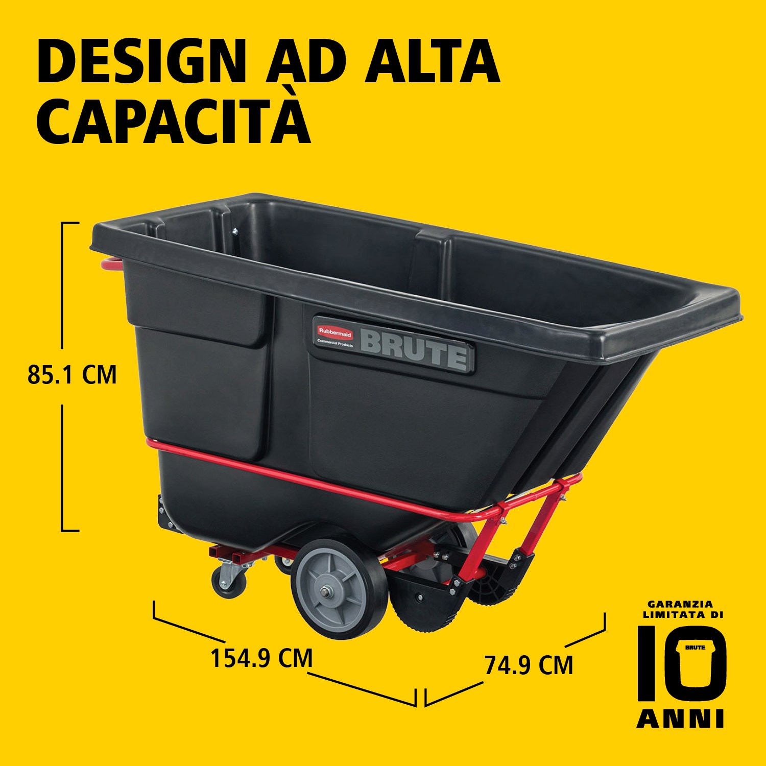 Il carrello basculante BRUTE ha una struttura industriale e trasporta carichi pesanti fino a 385 kg – 952 kg (a seconda del modello). Il telaio DuraTilt™ consente uno svuotamento controllato da una sola persona e gli angoli rinforzati riducono graffi e trasferimenti di vernice.