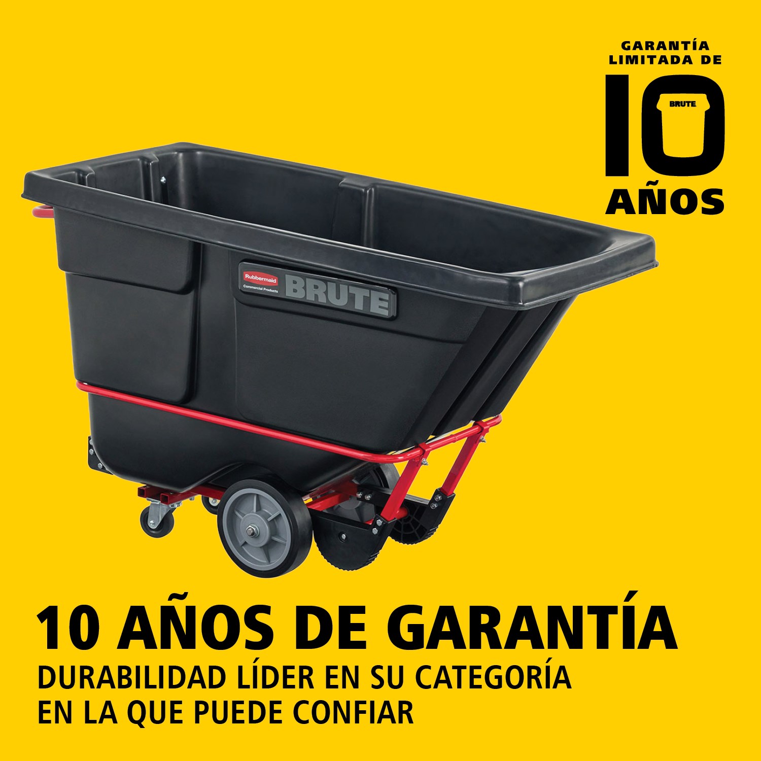 El carro basculante BRUTE cuenta con una construcción de resistencia industrial y transporta cargas de hasta 385 kg – 952 kg (según el modelo). El sistema DuraTilt™ permite el vaciado controlado por una sola persona y las esquinas reforzadas ayudan a evitar arañazos y transferencias de pintura al suelo.