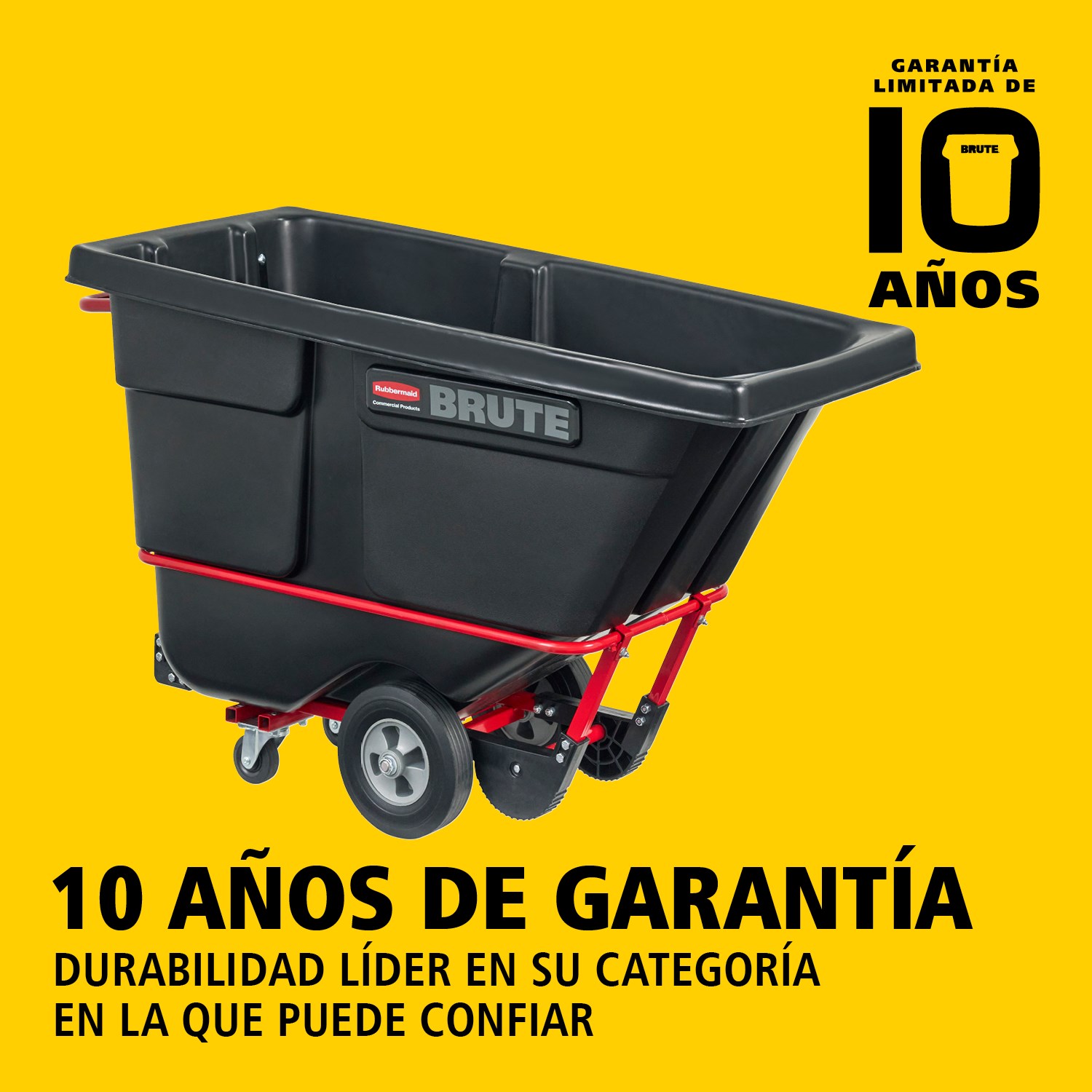 El carro basculante BRUTE cuenta con una construcción de resistencia industrial y transporta cargas de hasta 385 kg – 952 kg (según el modelo). El sistema DuraTilt™ permite el vaciado controlado por una sola persona y las esquinas reforzadas ayudan a evitar arañazos y transferencias de pintura al suelo.