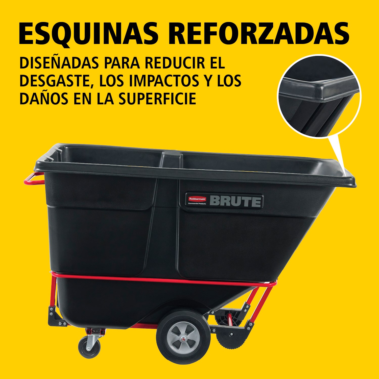 El carro basculante BRUTE cuenta con una construcción de resistencia industrial y transporta cargas de hasta 385 kg – 952 kg (según el modelo). El sistema DuraTilt™ permite el vaciado controlado por una sola persona y las esquinas reforzadas ayudan a evitar arañazos y transferencias de pintura al suelo.