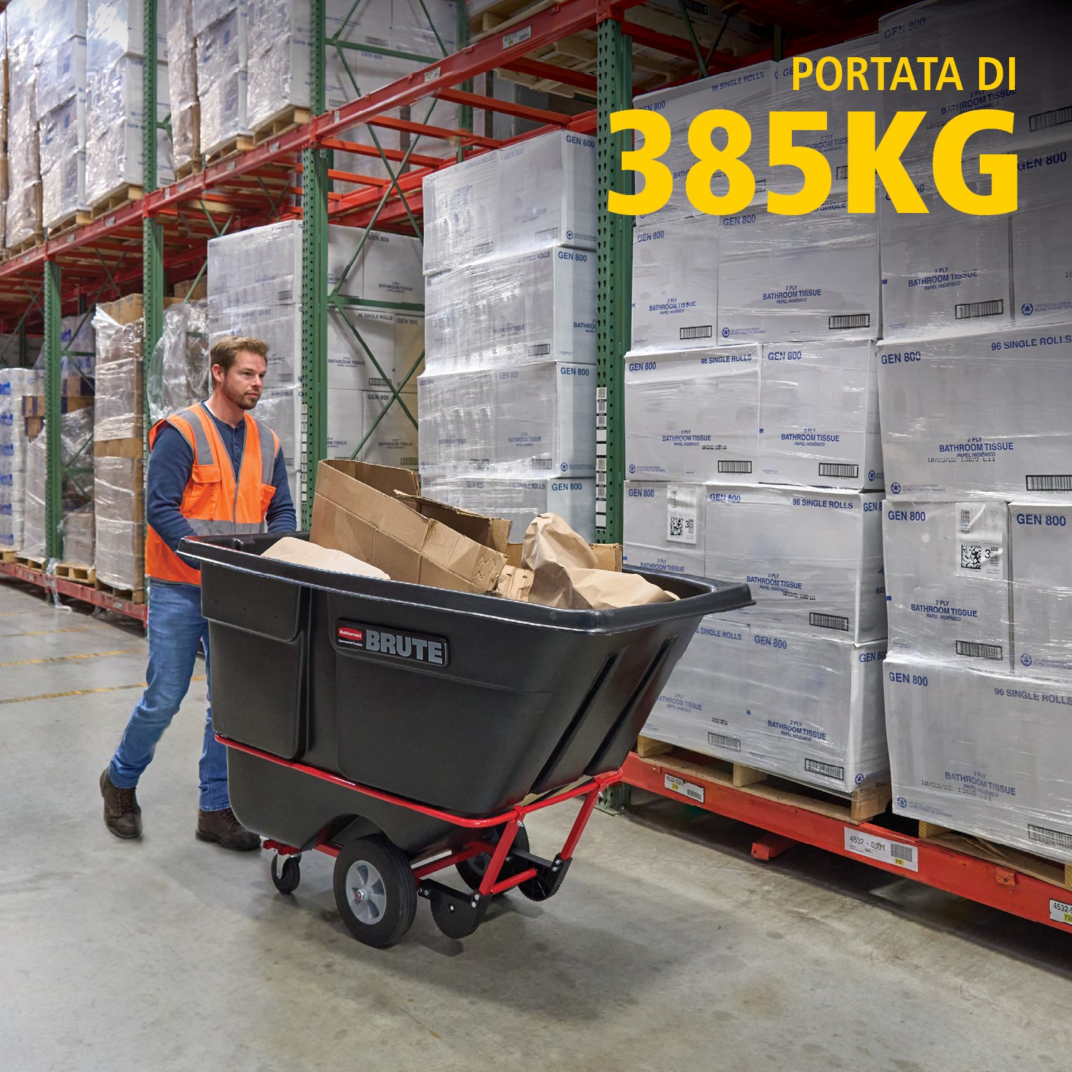 Il carrello basculante BRUTE ha una struttura industriale e trasporta carichi pesanti fino a 385 kg – 952 kg (a seconda del modello). Il telaio DuraTilt™ consente uno svuotamento controllato da una sola persona e gli angoli rinforzati riducono graffi e trasferimenti di vernice.