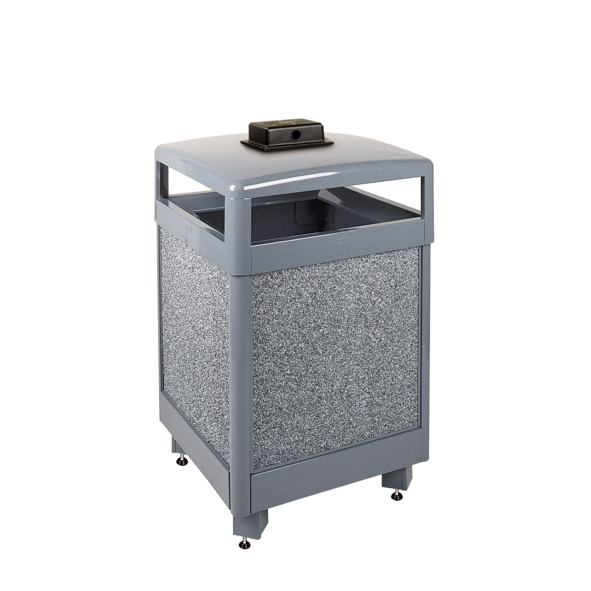The Aspen Series 48 Gallon  Decorative Outdoor Waste Container is made from heavy-gauge, fire-safe steel designed to stand up to heavy use and harsh weather conditions while providing years of outdoor service.