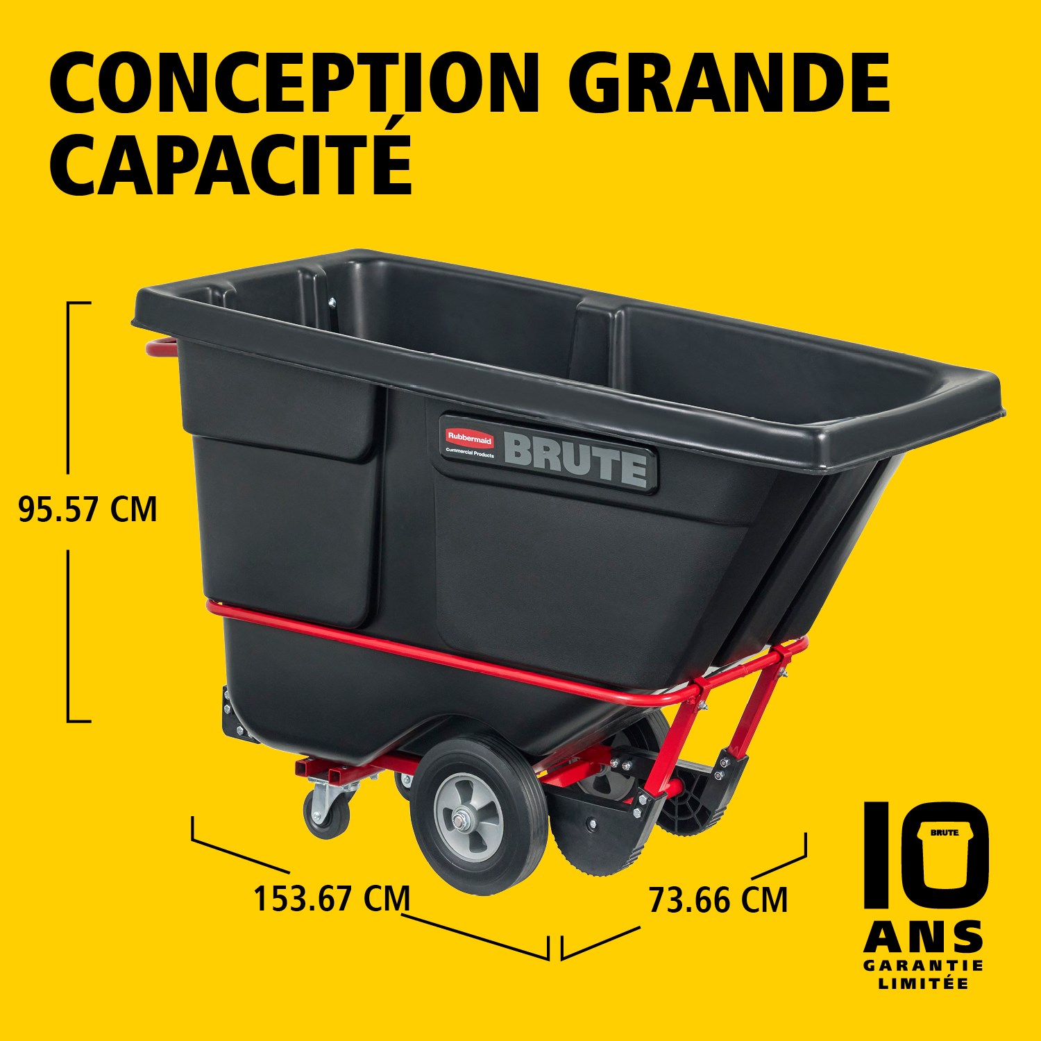 Les chariots bennes basculants BRUTE offrent une construction robuste de qualité industrielle et permettent de transporter facilement des charges lourdes jusqu’à 385 kg – 952 kg (selon le modèle). Le châssis DuraTilt™ permet un basculement contrôlé par une seule personne et les coins renforcés limitent les frottements et le transfert de peinture au sol lors du vidage.