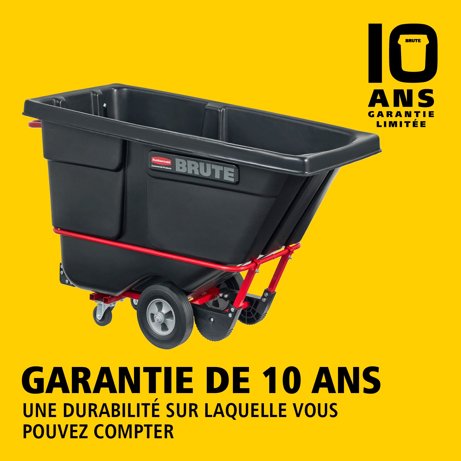 Les chariots bennes basculants BRUTE offrent une construction robuste de qualité industrielle et permettent de transporter facilement des charges lourdes jusqu’à 385 kg – 952 kg (selon le modèle). Le châssis DuraTilt™ permet un basculement contrôlé par une seule personne et les coins renforcés limitent les frottements et le transfert de peinture au sol lors du vidage.