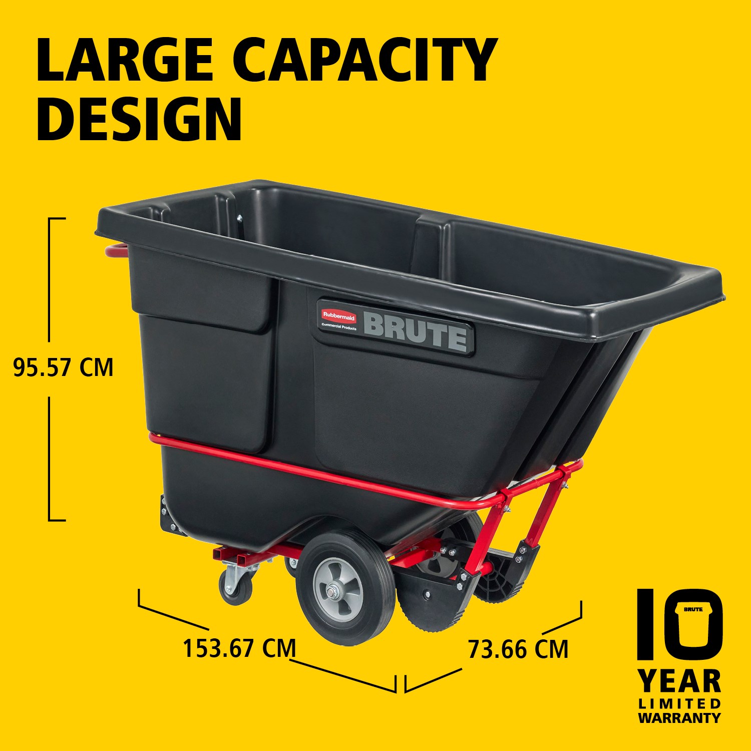 The BRUTE Standard Rotomolded Tilt Truck 382l has industrial strength construction and can transport heavy loads up to 385kg. The DuraTilt™ frame enables controlled unloading by one person and reinforced corner points help prevent scraping, and paint transfer onto the ground during unloading.
