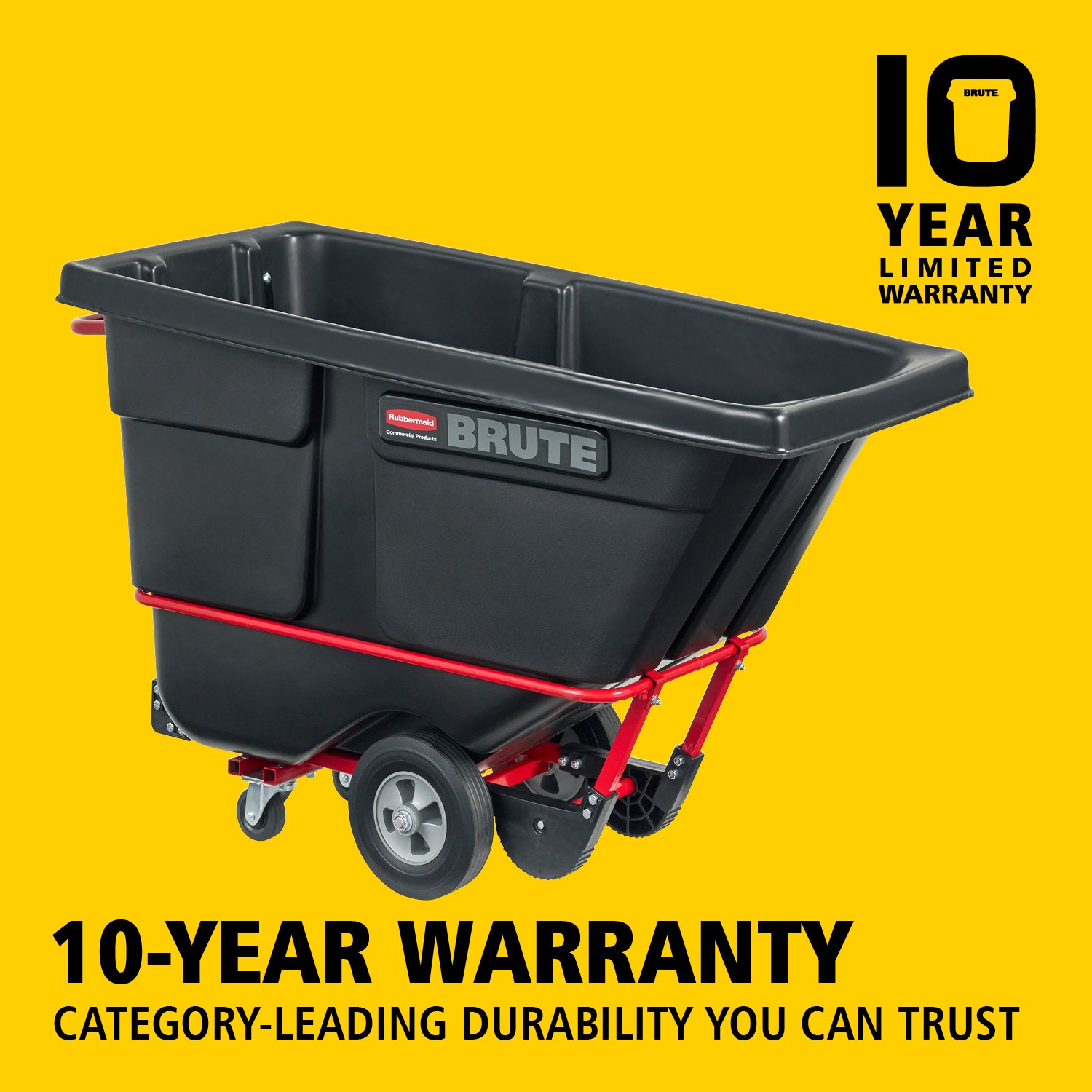 The BRUTE Standard Rotomolded Tilt Truck 764l has industrial strength construction and can transport heavy loads up to 567kg with ease. The DuraTilt™ frame enables controlled unloading by one person and reinforced corner points help prevent scraping, and paint transfer onto the ground during unloading.