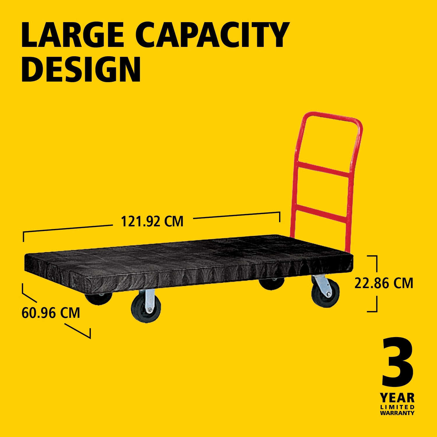 The Heavy-Duty Platform Truck is ideal for moving large, heavy, oversized loads efficiently throughout a facility with the capacity to hold up to 907kg