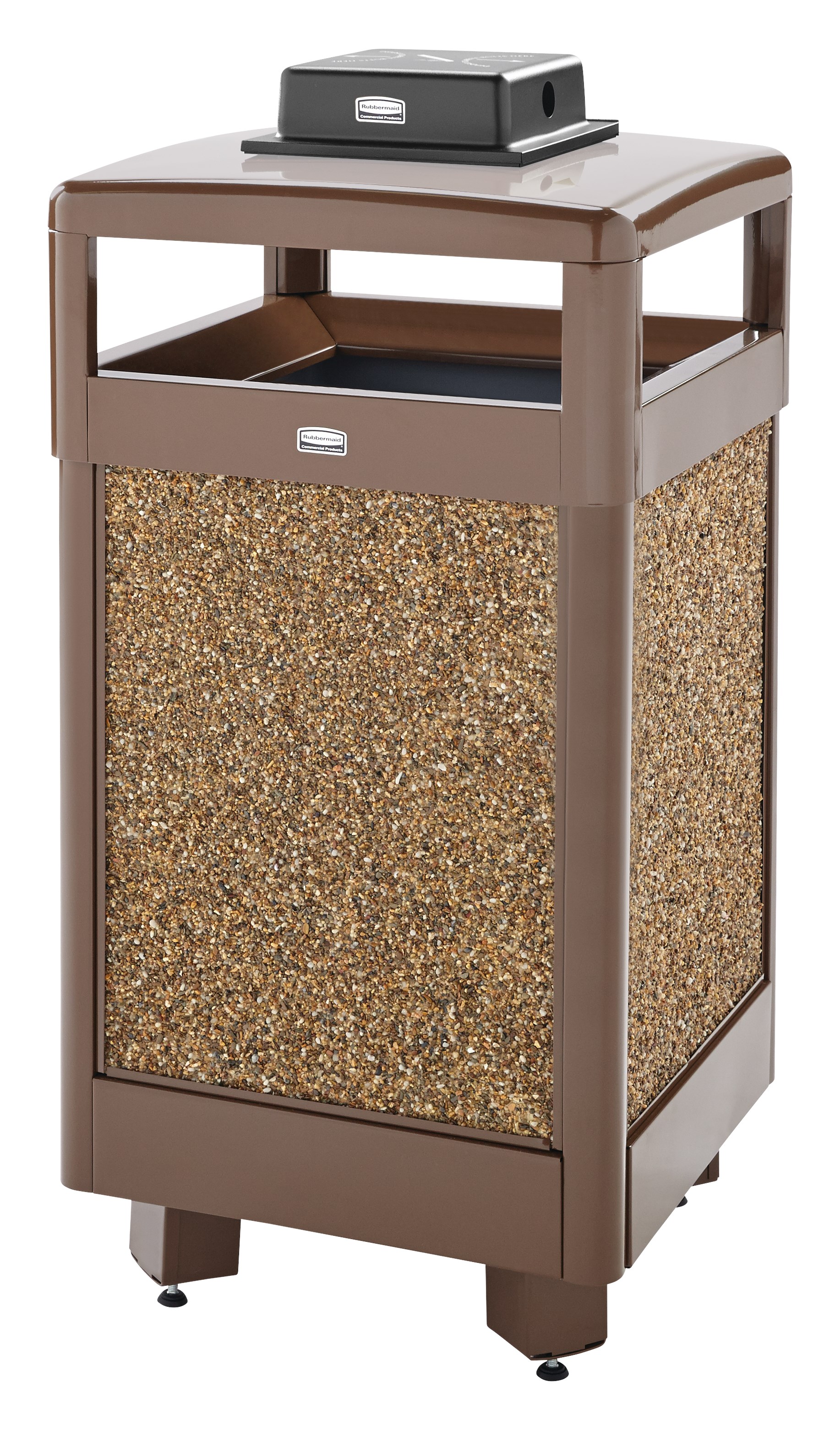 The Aspen Series 29 Gallon Decorative Outdoor Waste Container is made from heavy-gauge, fire-safe steel designed to stand up to heavy use and harsh weather conditions while providing years of outdoor service