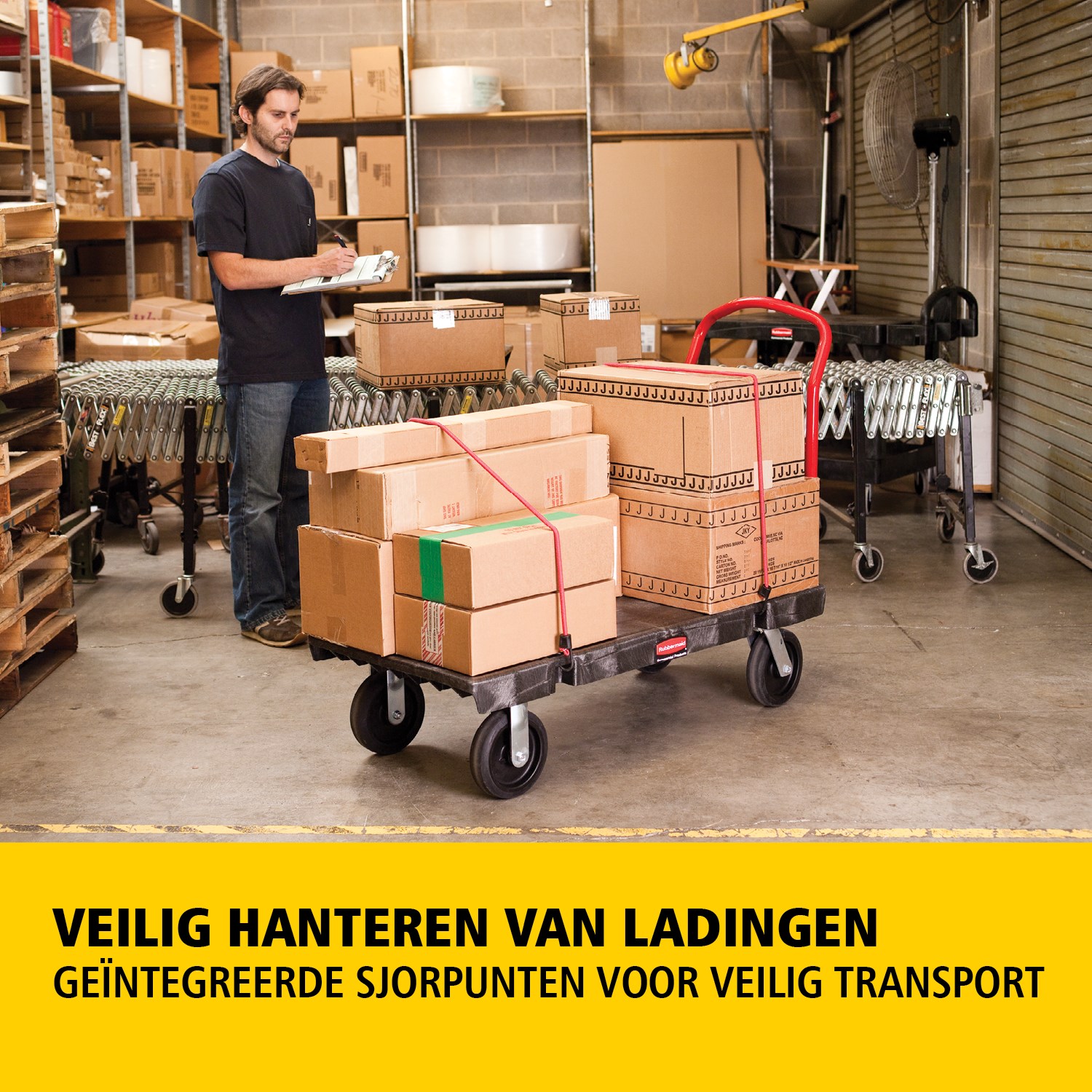 De heavy-duty platformwagen is ideaal voor het efficiënt verplaatsen van grote, zware en omvangrijke lasten binnen een faciliteit, met een capaciteit tot 454 kg – 907 kg (afhankelijk van het model).