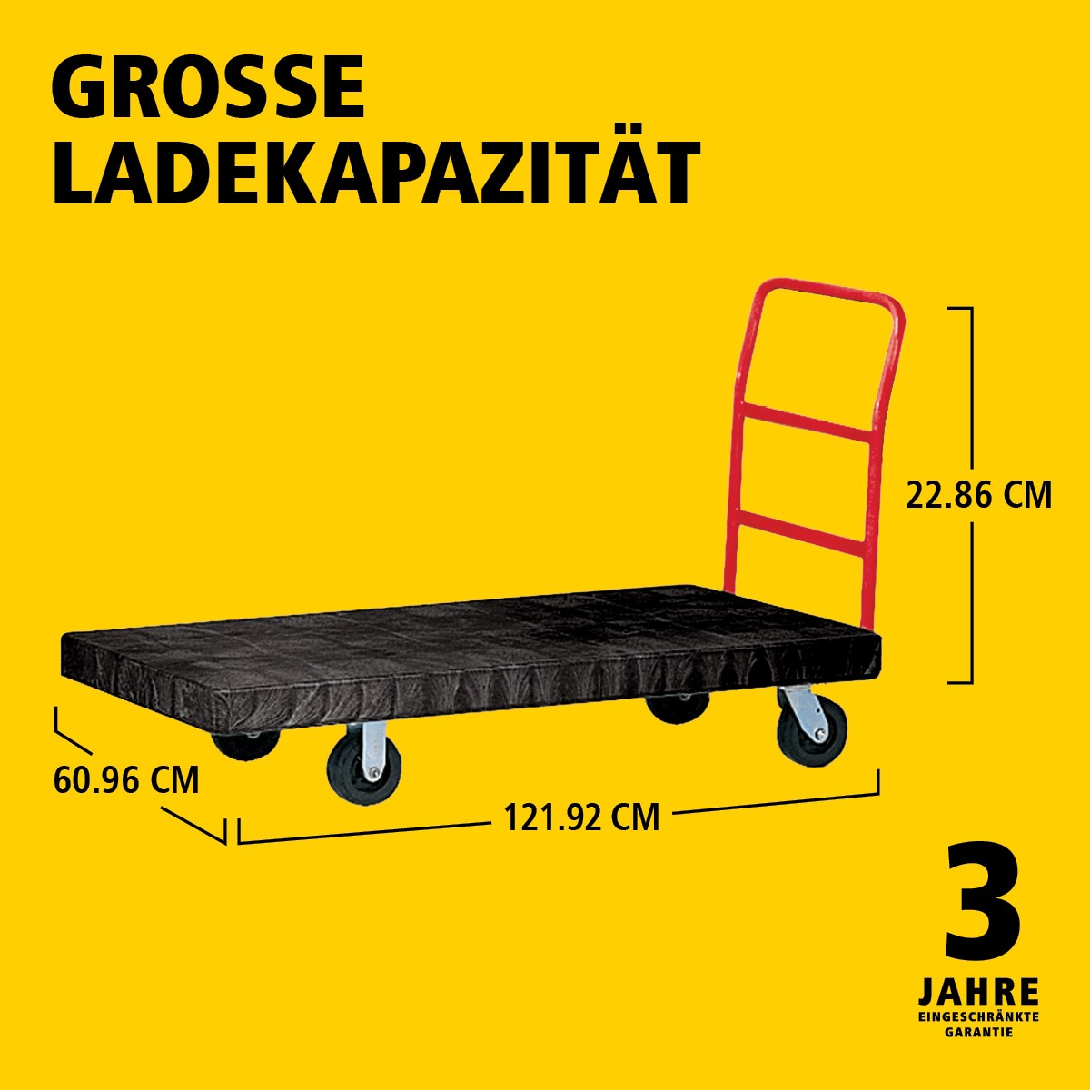 Der Heavy-Duty Plattformwagen ist ideal für den effizienten Transport großer, schwerer und sperriger Lasten innerhalb einer Einrichtung, mit einer Tragfähigkeit von bis zu 454 kg – 907 kg (modellabhängig).