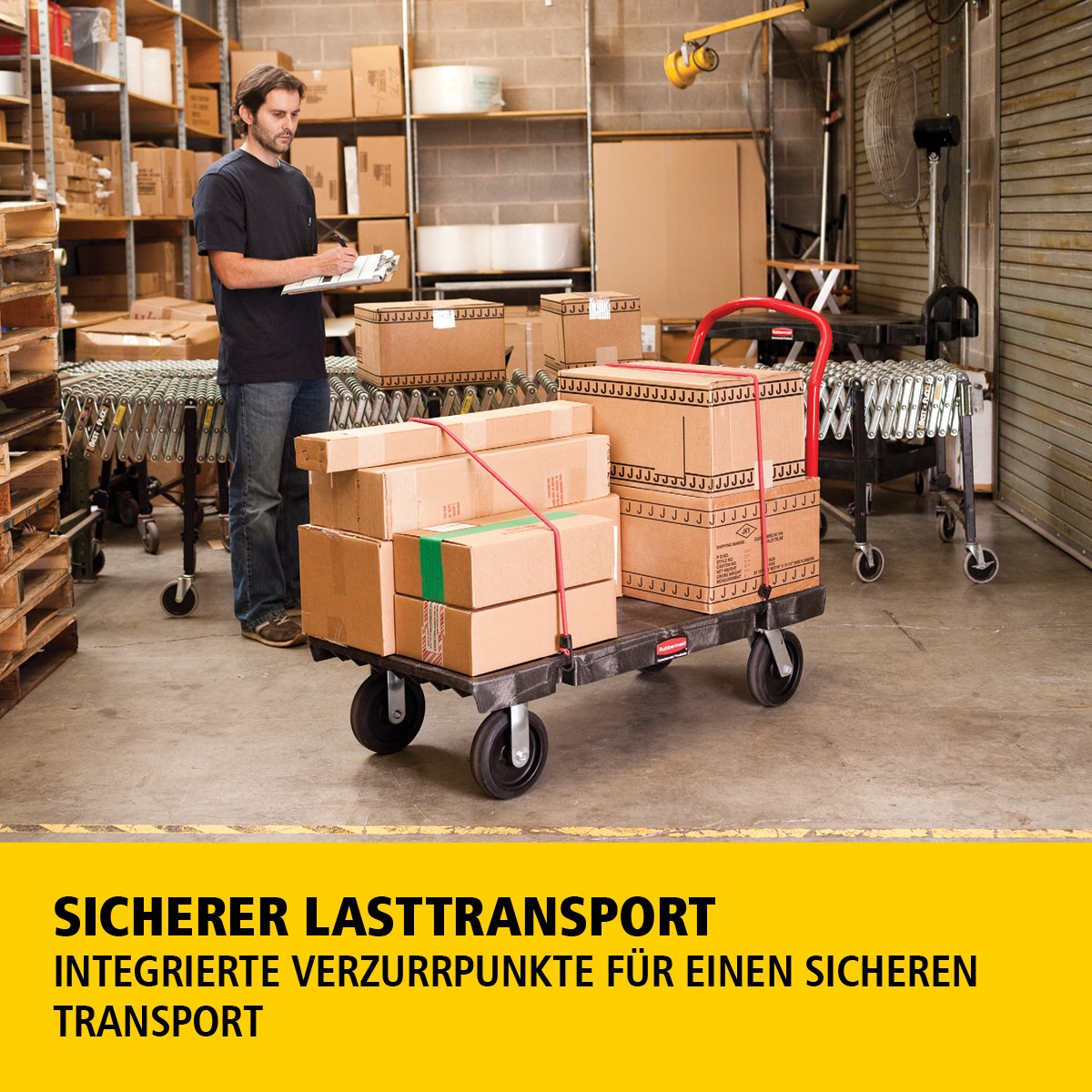 Der Heavy-Duty Plattformwagen ist ideal für den effizienten Transport großer, schwerer und sperriger Lasten innerhalb einer Einrichtung, mit einer Tragfähigkeit von bis zu 454 kg – 907 kg (modellabhängig).