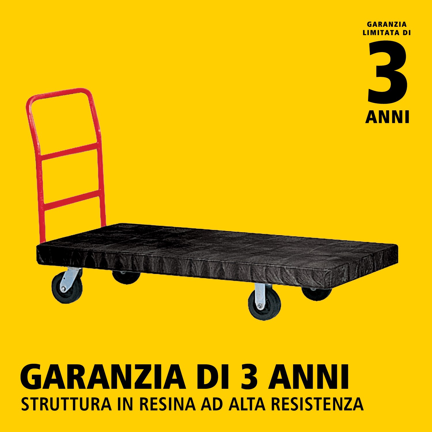 Il carrello piattaforma Heavy-Duty è ideale per movimentare carichi grandi, pesanti e ingombranti in modo efficiente, con una capacità fino a 454 kg – 907 kg (a seconda del modello).