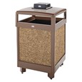 The Aspen Series 38 Gallon Decorative Outdoor Waste Container is made from heavy-gauge, fire-safe steel designed to stand up to heavy use and harsh weather conditions while providing years of outdoor service