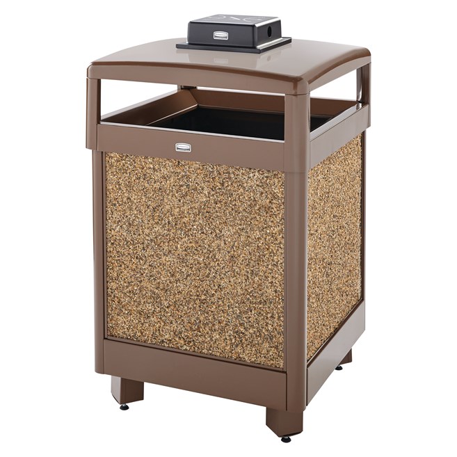 The Aspen Series 38 Gallon Decorative Outdoor Waste Container is made from heavy-gauge, fire-safe steel designed to stand up to heavy use and harsh weather conditions while providing years of outdoor service