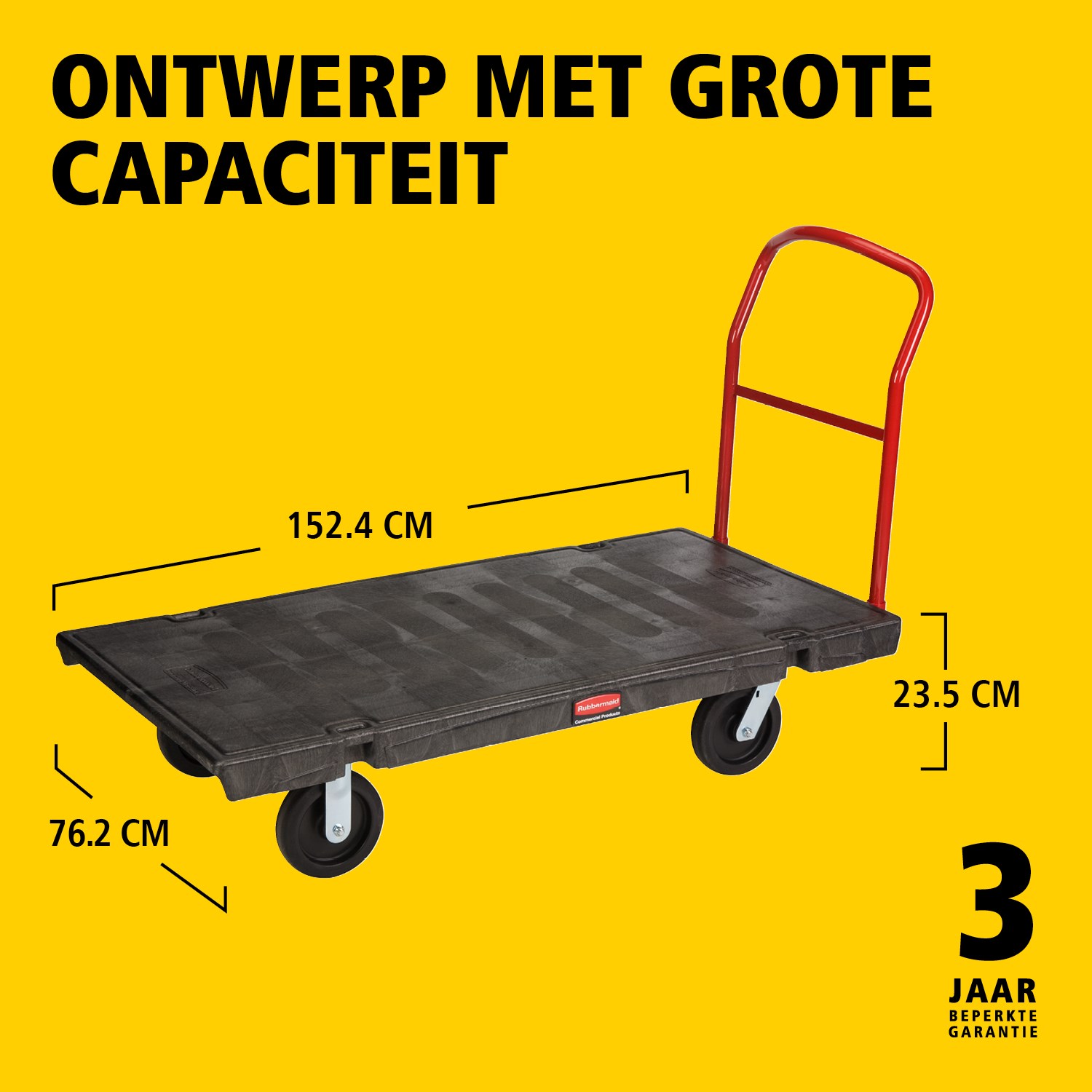 De heavy-duty platformwagen is ideaal voor het efficiënt verplaatsen van grote, zware en omvangrijke lasten binnen een faciliteit, met een capaciteit tot 454 kg – 907 kg (afhankelijk van het model).