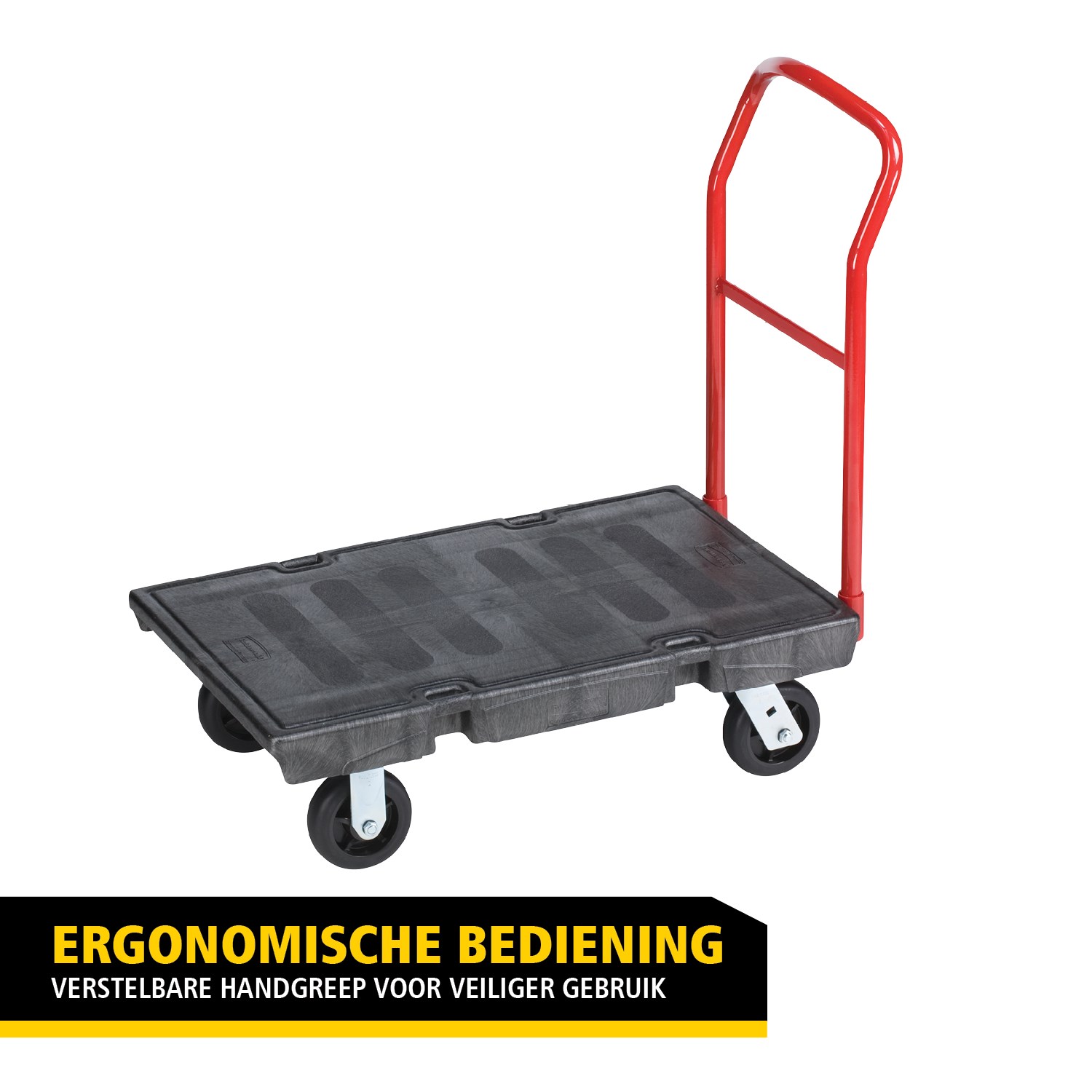 De heavy-duty platformwagen is ideaal voor het efficiënt verplaatsen van grote, zware en omvangrijke lasten binnen een faciliteit, met een capaciteit tot 454 kg – 907 kg (afhankelijk van het model).