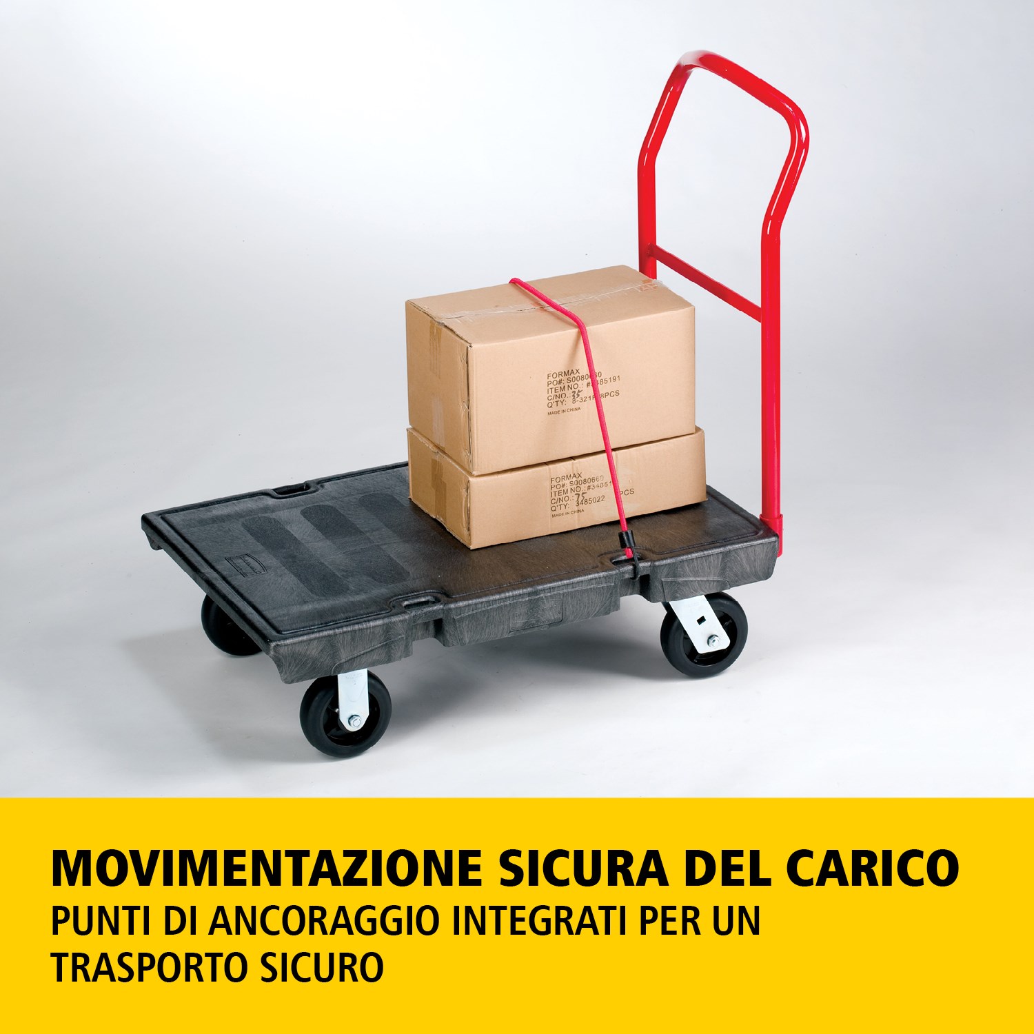Il carrello piattaforma Heavy-Duty è ideale per movimentare carichi grandi, pesanti e ingombranti in modo efficiente, con una capacità fino a 454 kg – 907 kg (a seconda del modello).