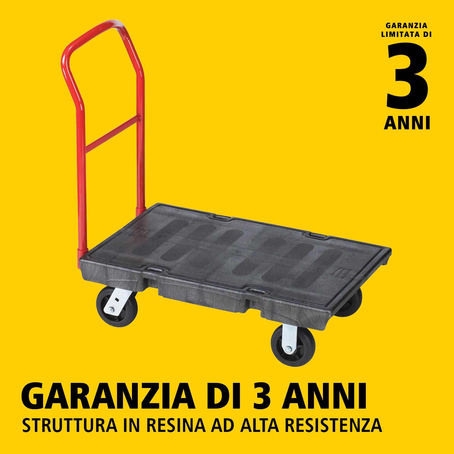 Il carrello piattaforma Heavy-Duty è ideale per movimentare carichi grandi, pesanti e ingombranti in modo efficiente, con una capacità fino a 454 kg – 907 kg (a seconda del modello).