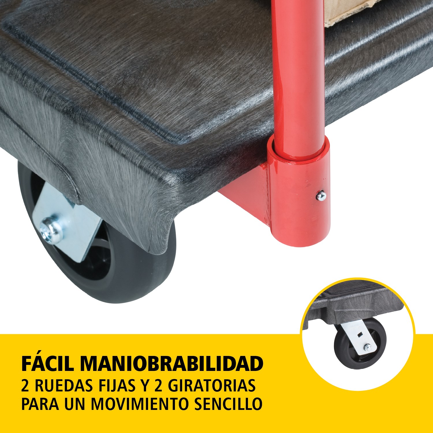 El carro plataforma Heavy-Duty es ideal para mover cargas pesadas (de 454 a 907 kg, según el modelo) de forma eficiente en cualquier instalación, con una capacidad de hasta 454 kg – 907 kg (según el modelo).