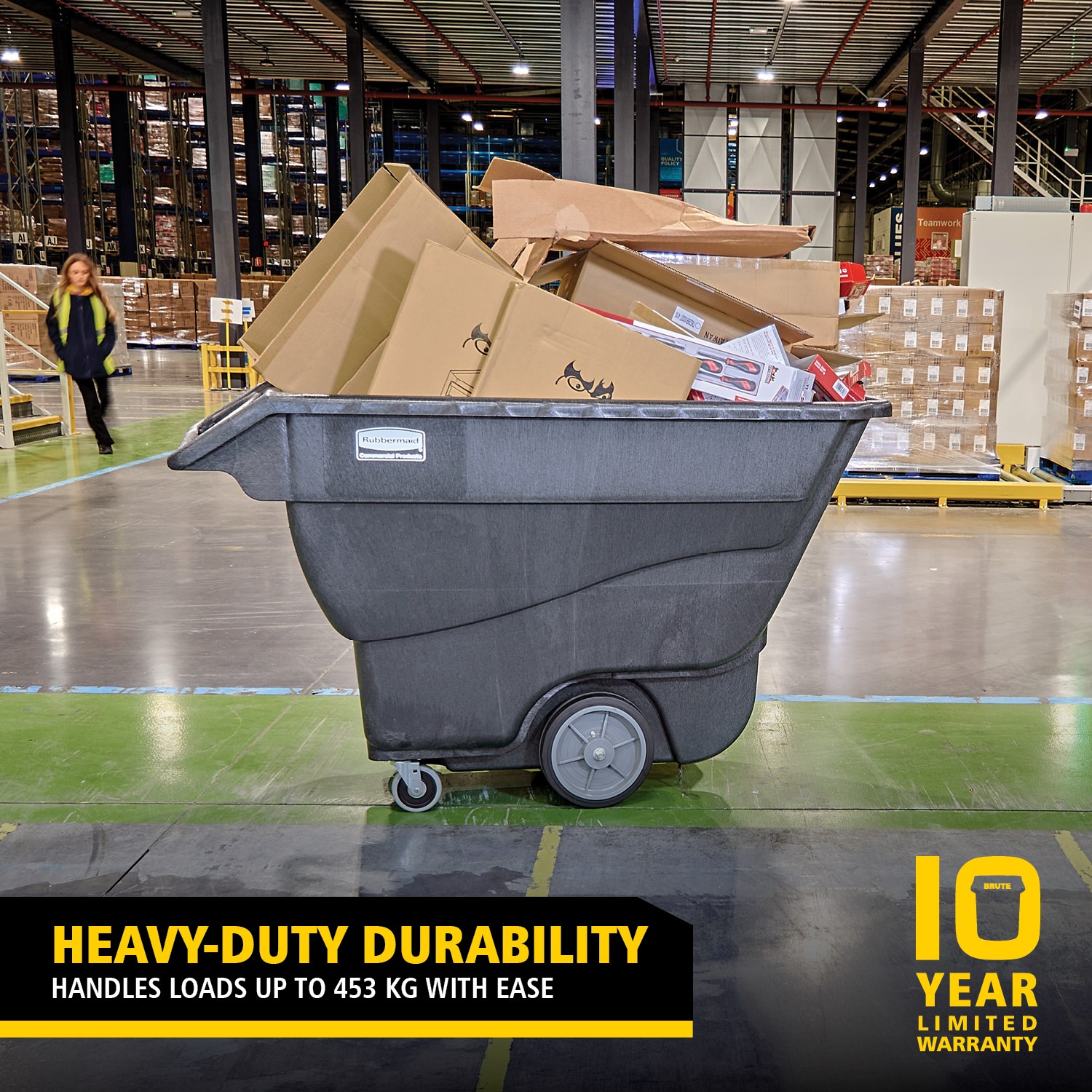 The Rubbermaid Commercial Tilt Truck ideal for collection, movement, disposable of waste and transport of general loads efficiently in any facility.
