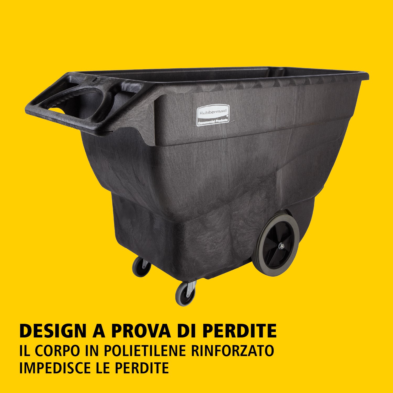 Il carrello basculante Rubbermaid Commercial è ideale per la raccolta, il trasporto e lo smaltimento dei rifiuti e per la movimentazione dei materiali in qualsiasi ambiente.