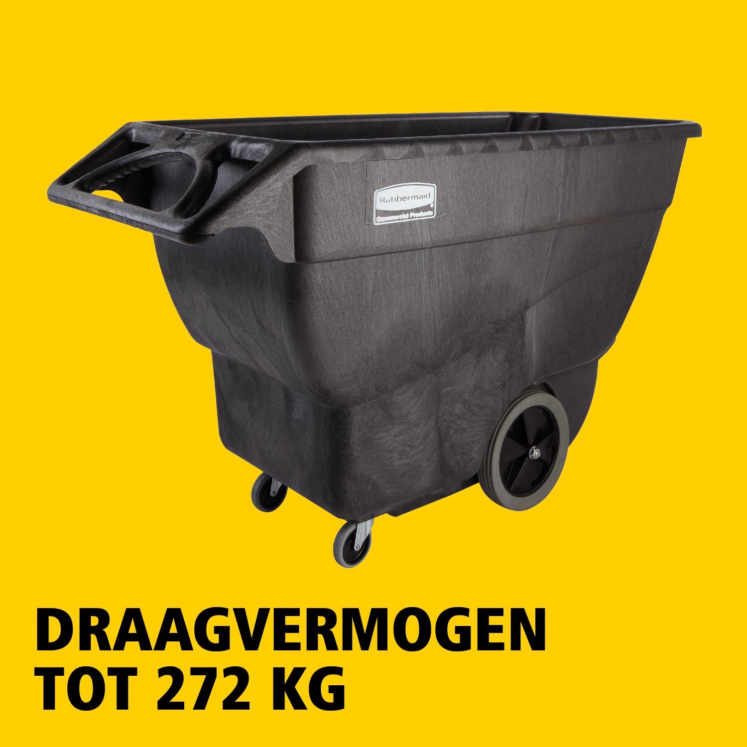 De Rubbermaid Commercial kiepwagen is ideaal voor het verzamelen, verplaatsen en afvoeren van afval en het transporteren van materialen in elke omgeving.