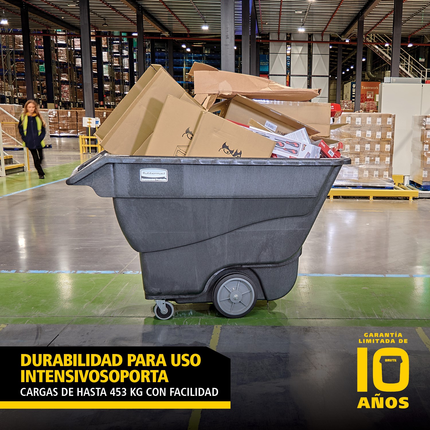 El carro basculante Rubbermaid Commercial es ideal para la recogida, transporte y eliminación de residuos, así como para el movimiento de materiales en cualquier entorno.