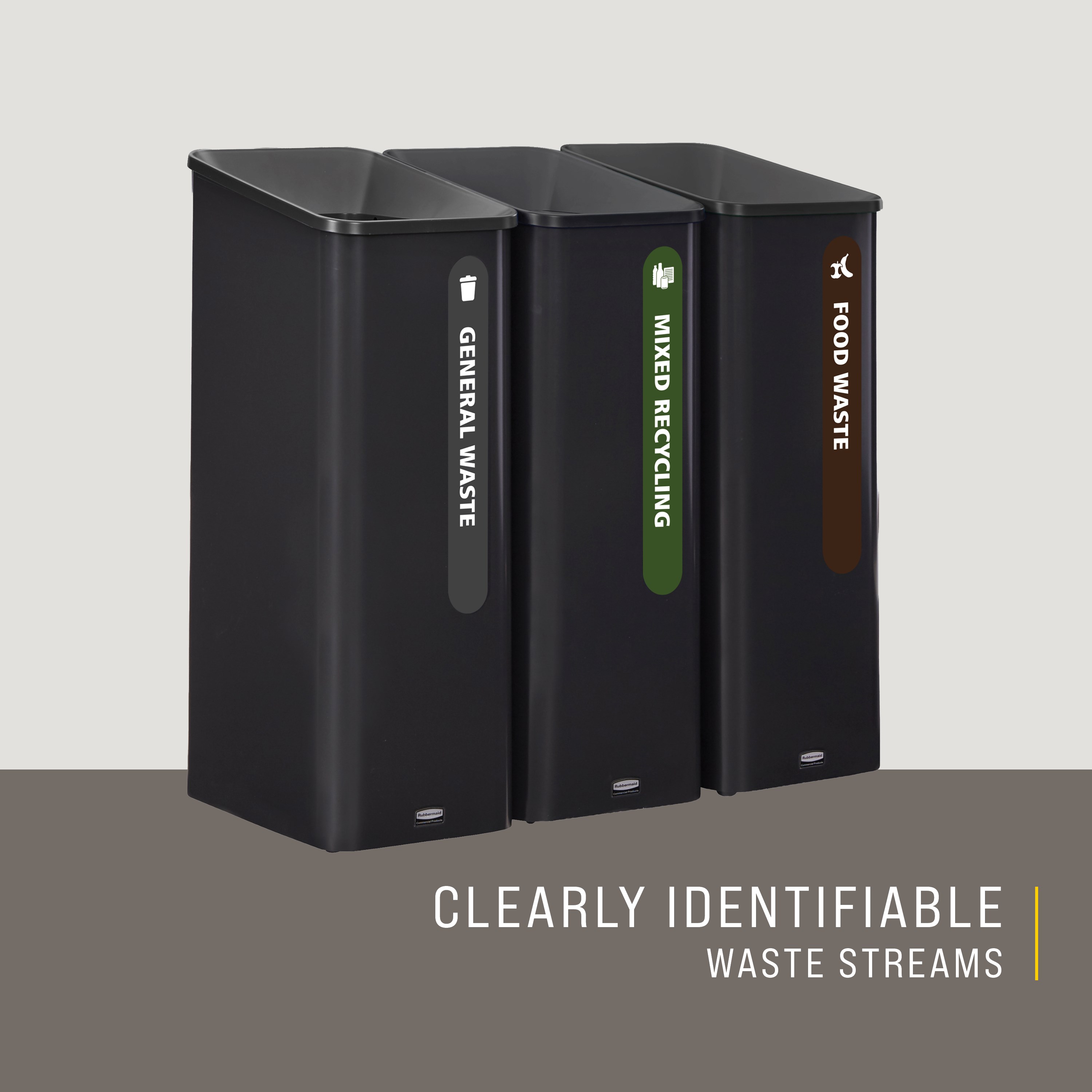 Sustain Containers are premium recycling stations designed to streamline waste separation, support sustainability goals, and complement modern commercial interiors.